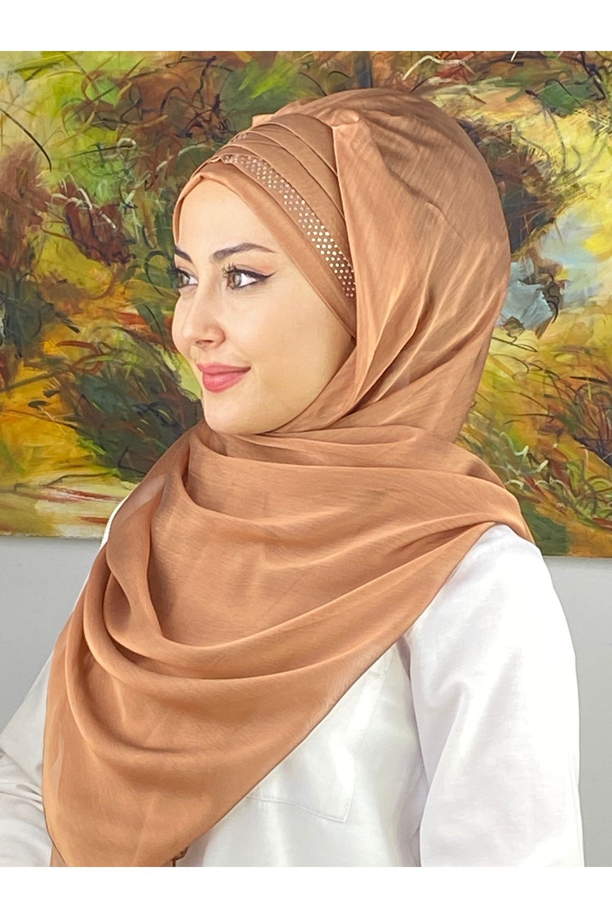 Mihrimah Çapraz Drapeli Fransız Şifon Hazır Şal