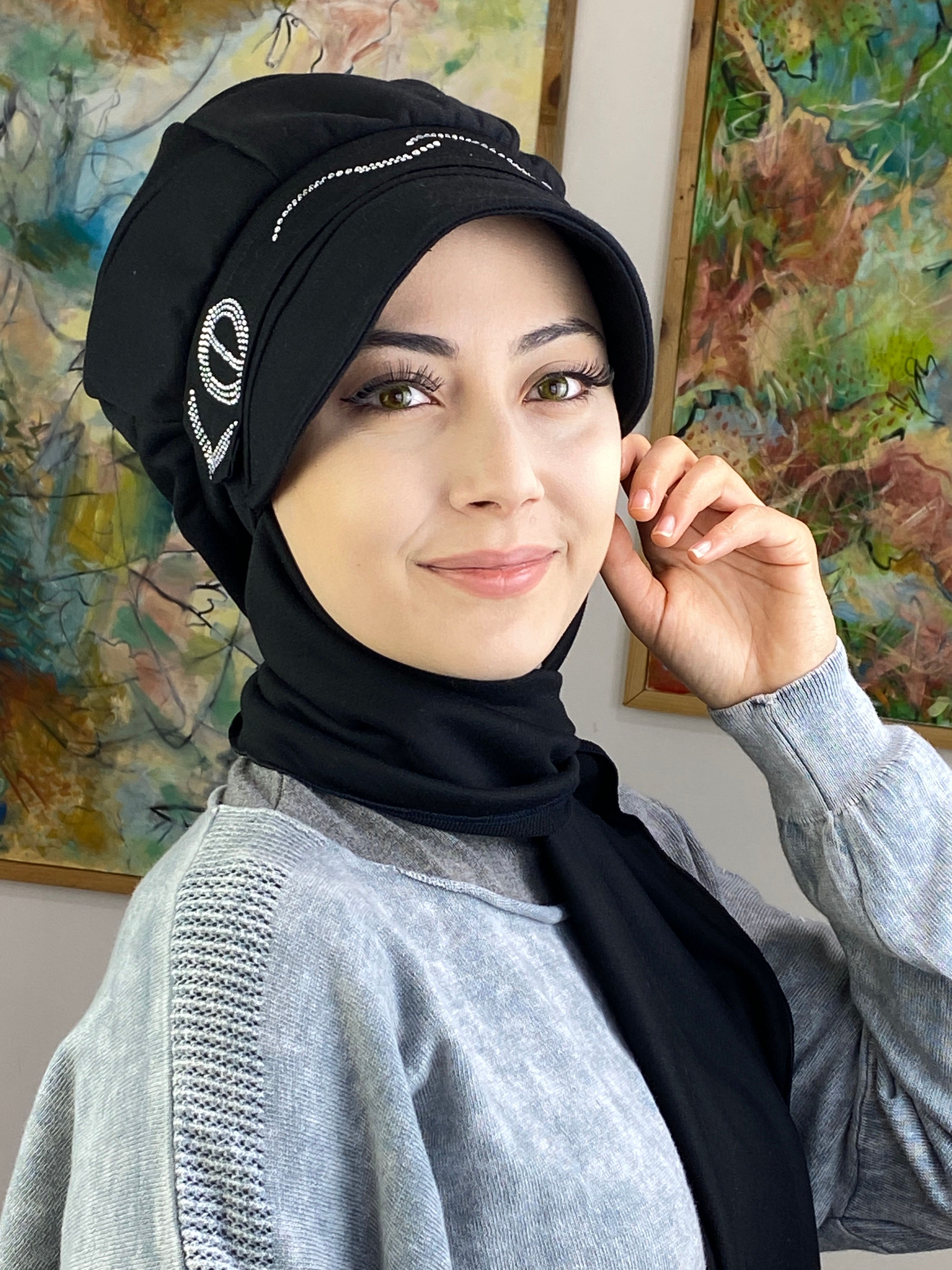 Toka Modelli Taşlı Şapka 