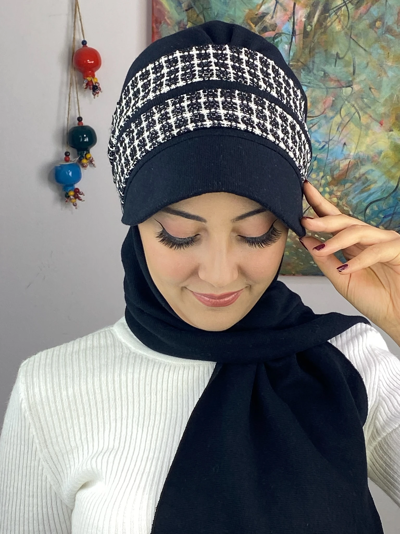 KARE DESENLİ ŞAPKA 