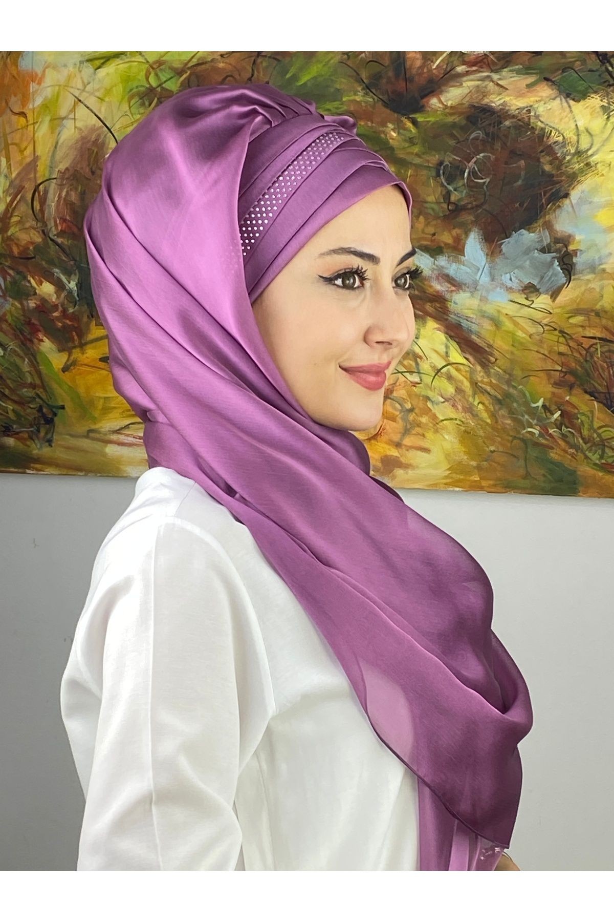 Mihrimah Çapraz Drapeli Fransız Şifon Hazır Şal