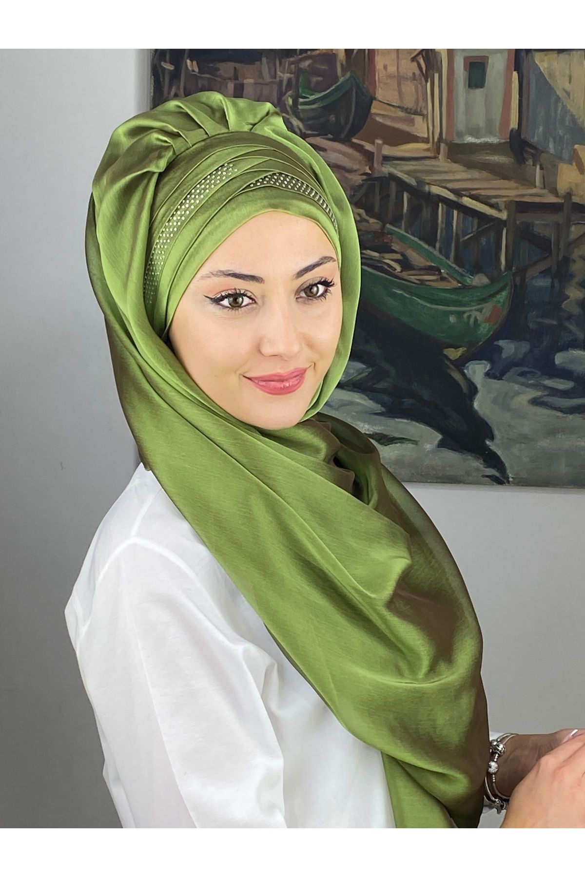 Mihrimah Çapraz Drapeli Fransız Şifon Hazır Şal