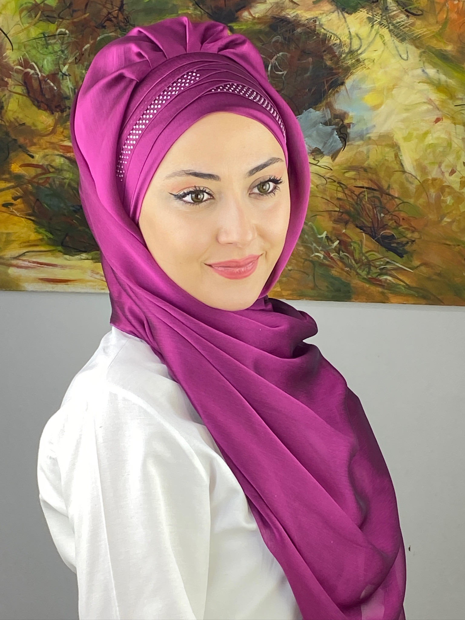 FRANSIZ CAPRAZ DRAPE DETAYLI ABİYE ŞAL