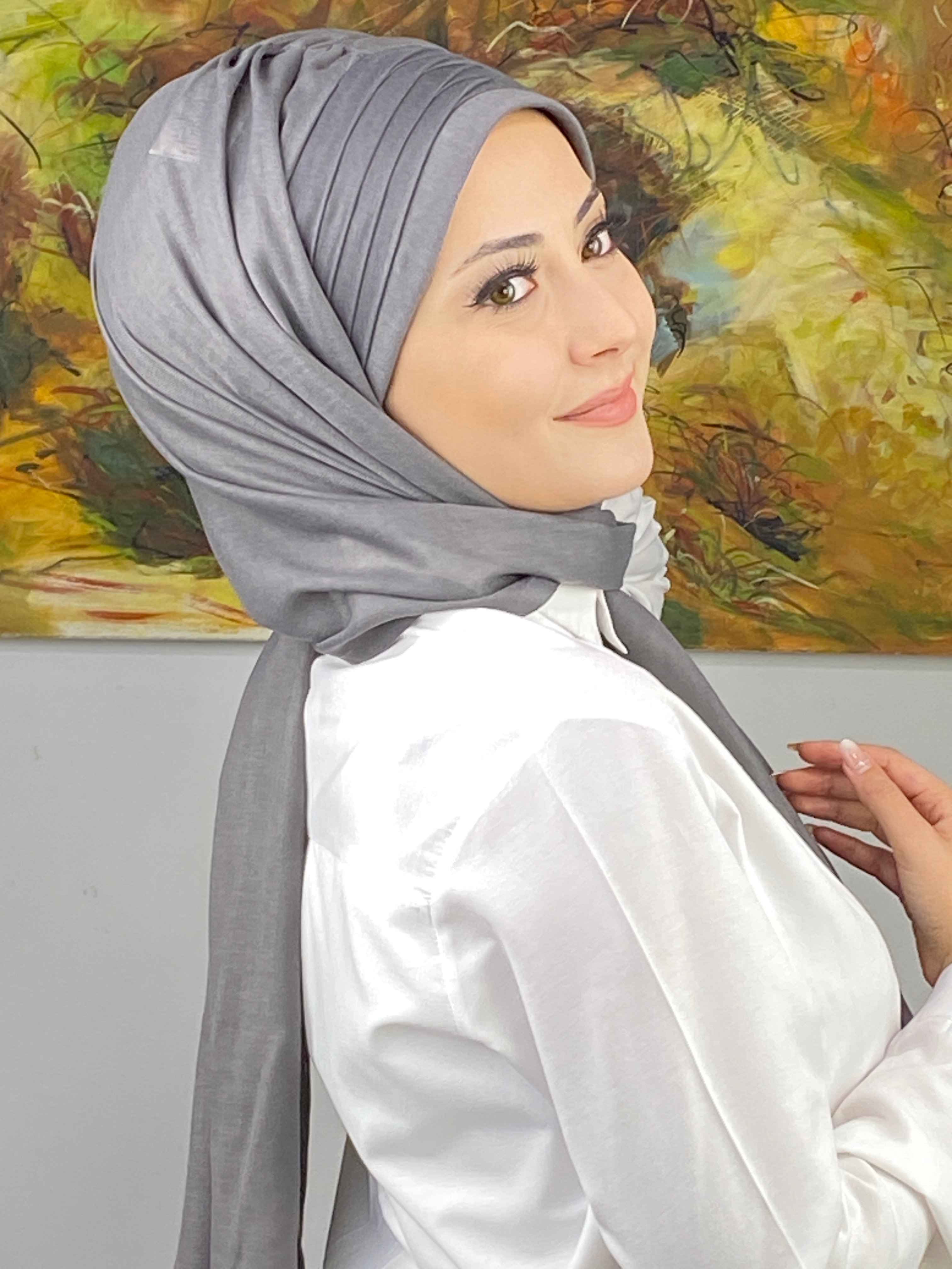 Topkapı Model Düz Desensiz Koyu Gri Hazır Şal