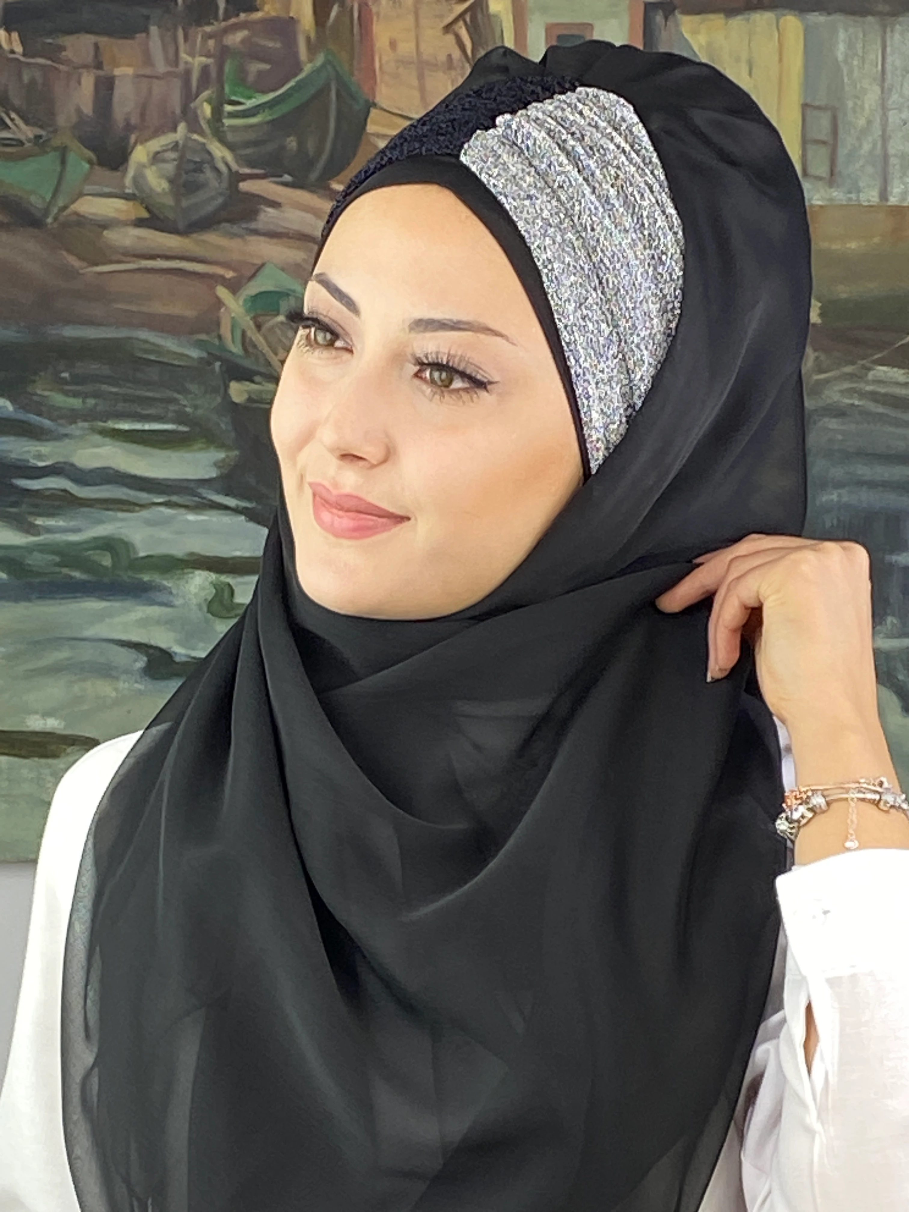 Sultan Büzgülü Oskar Fransız Şifon Hazır Şal