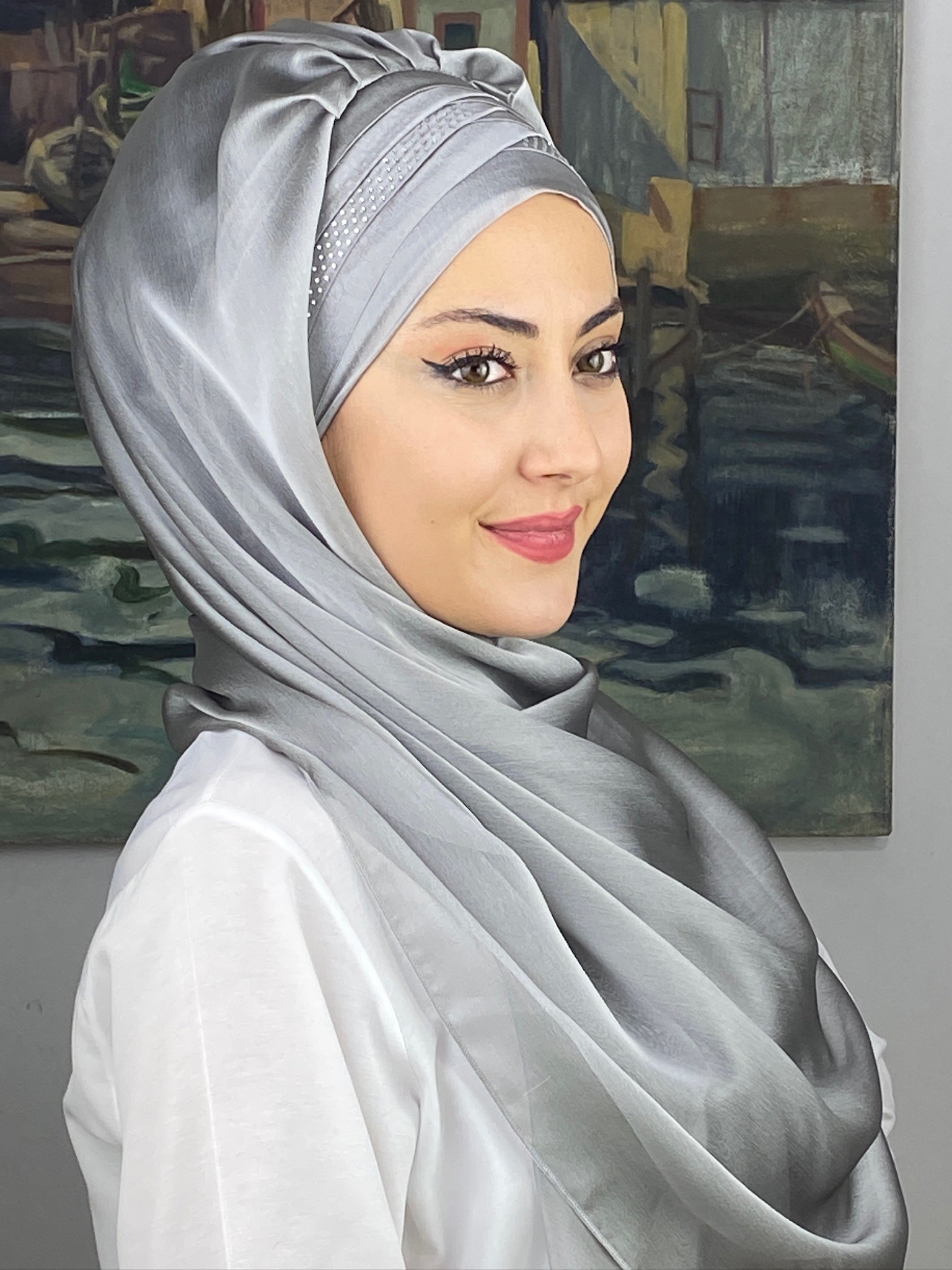 FRANSIZ CAPRAZ DRAPE DETAYLI ABİYE ŞAL