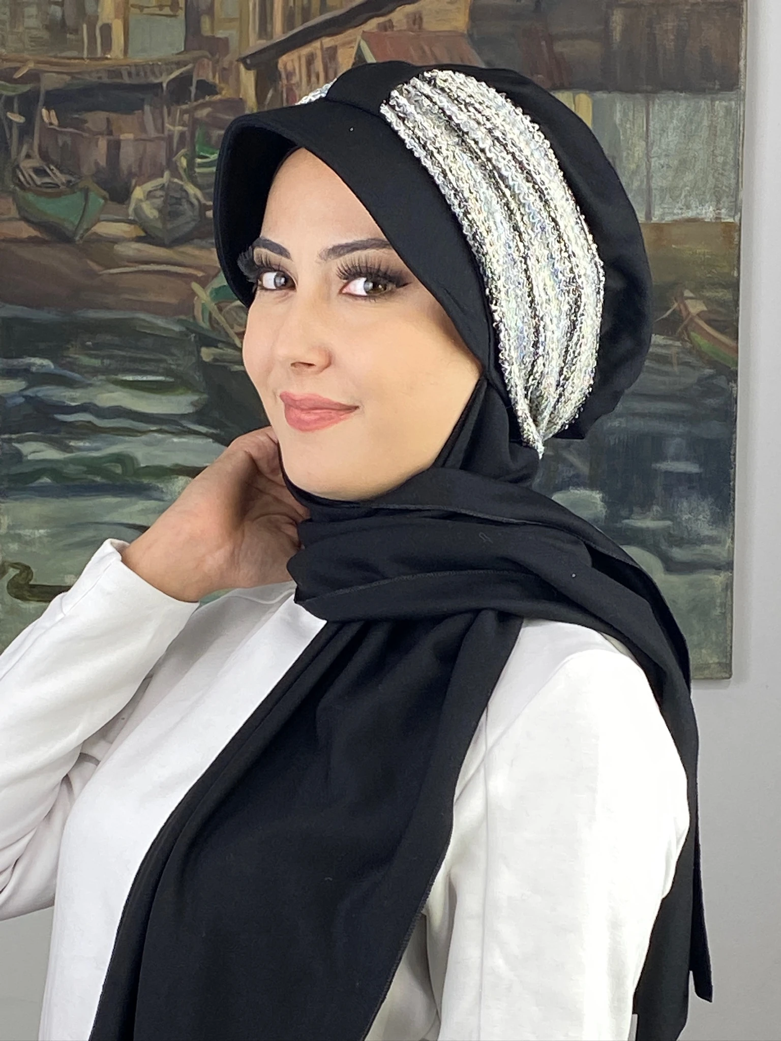 TEK BİRİTLİ ŞAPKA ŞAL