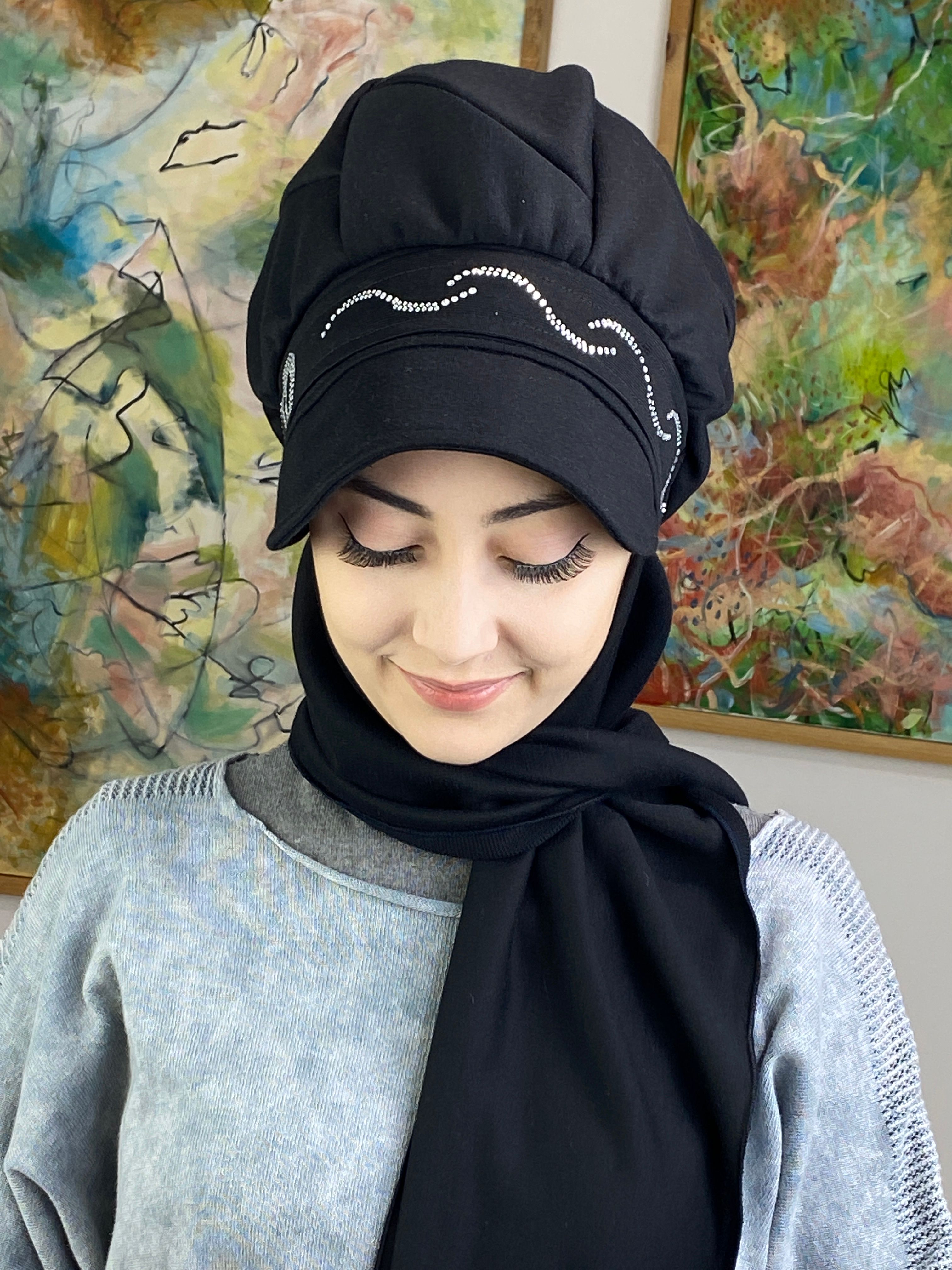 Toka Modelli Taşlı Şapka 