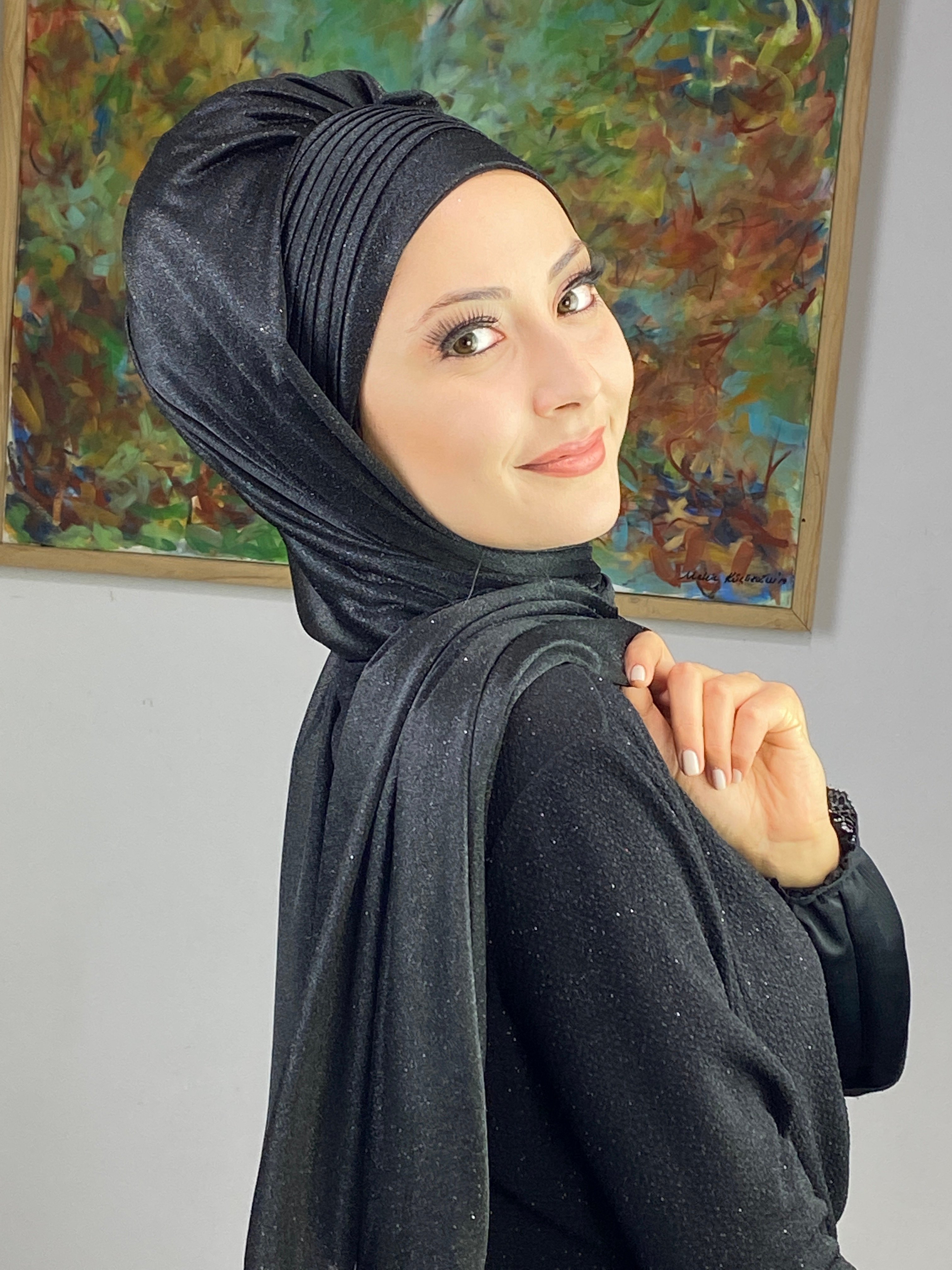 Saray Model Simli Yan Drapeli Şal