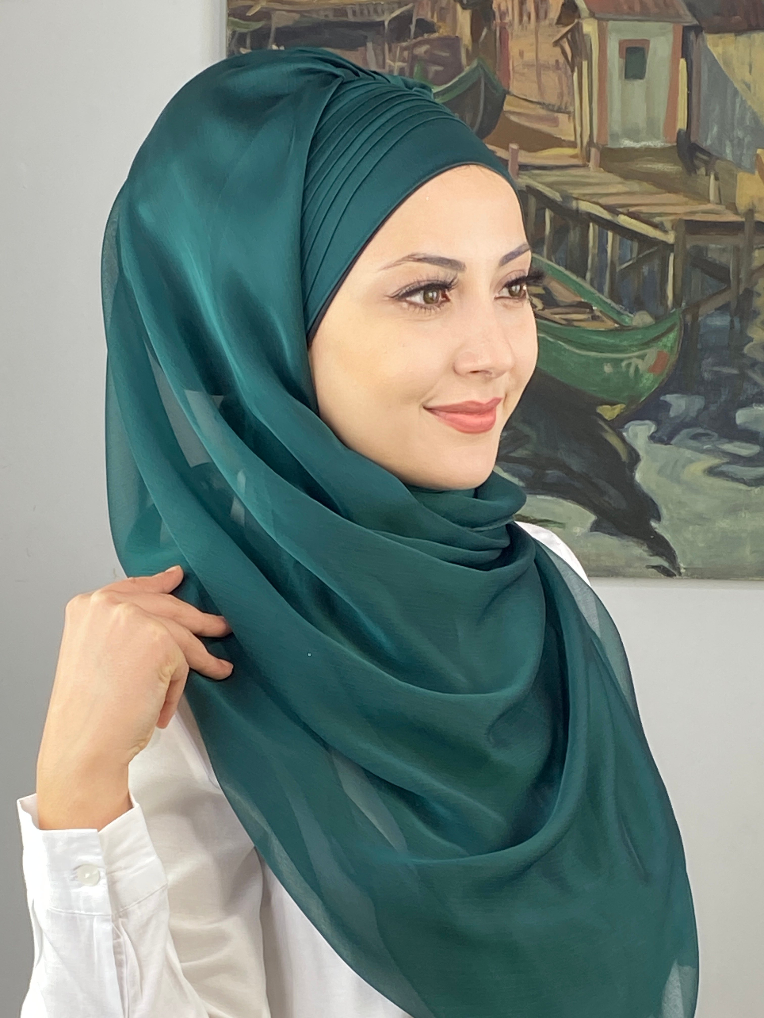 Saray Model Yan Drapeli Fransız Şifon Hazır Şal
