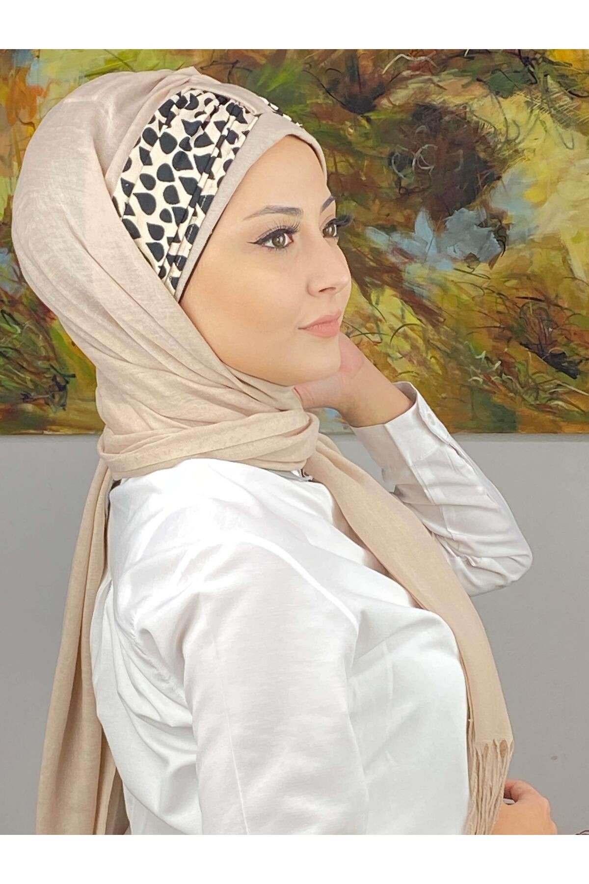 Hürrem Model Damla Desenli Büzgü Detaylı Hazır Şal
