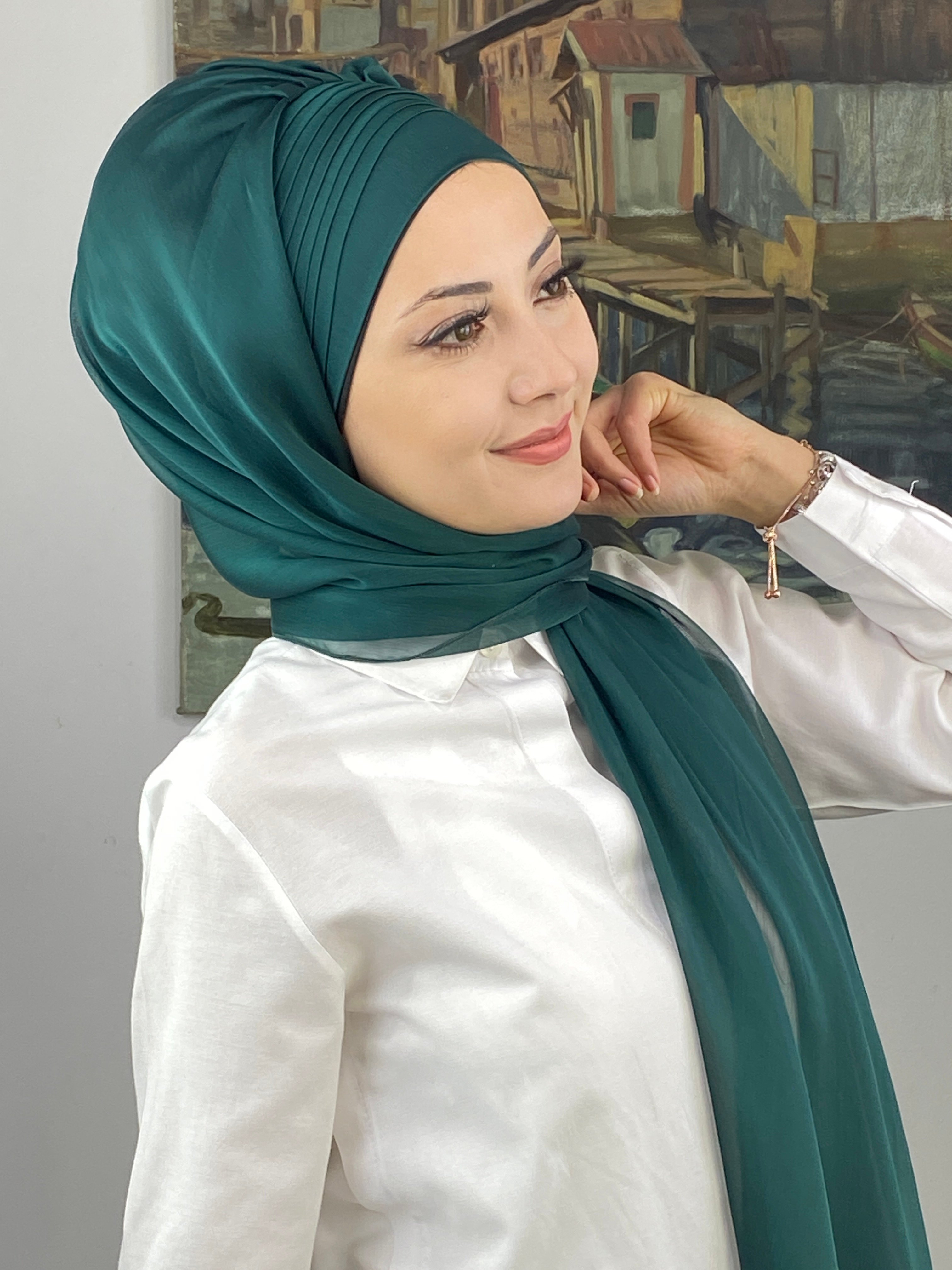 Saray Model Yan Drapeli Fransız Şifon Hazır Şal