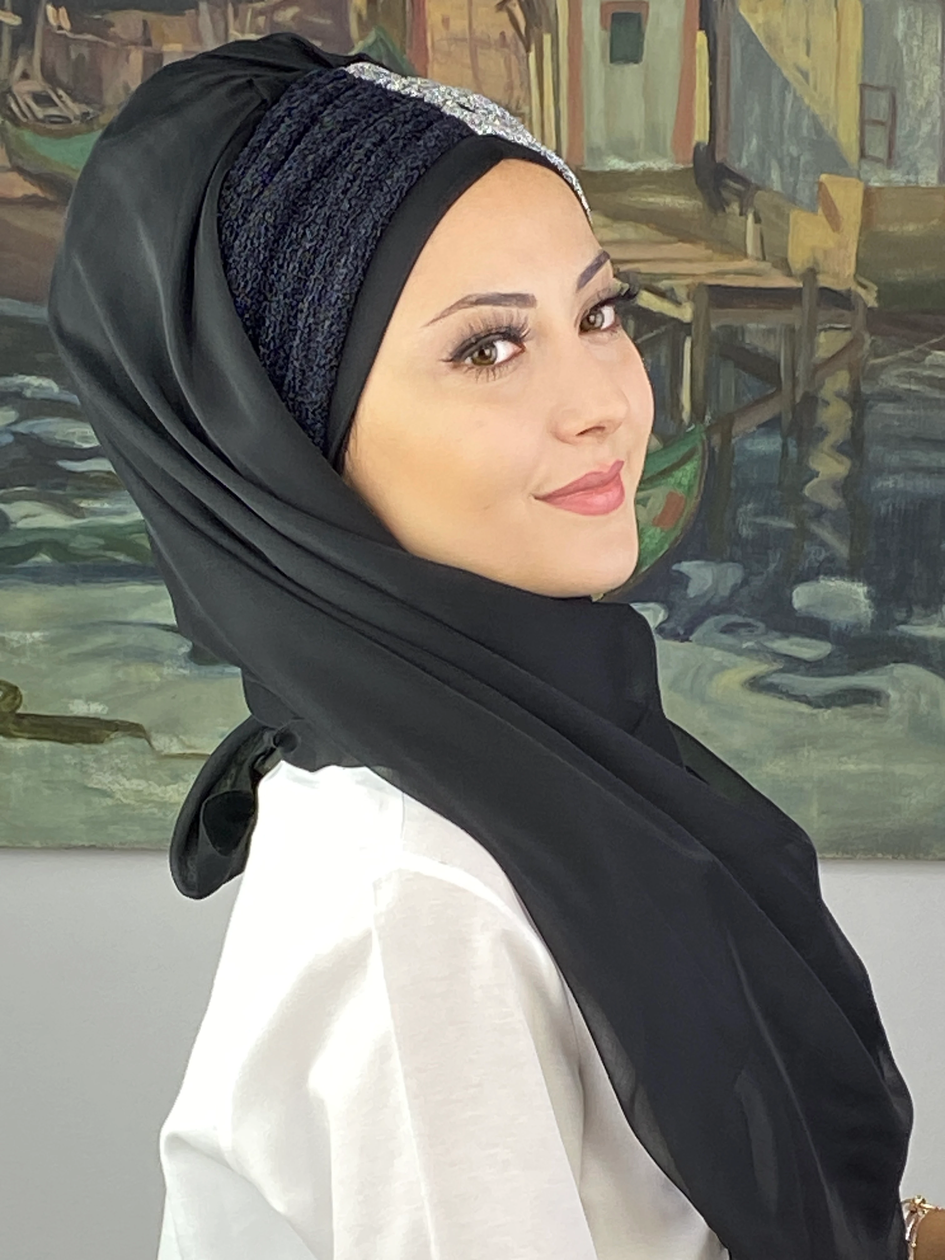 Sultan Büzgülü Oskar Fransız Şifon Hazır Şal