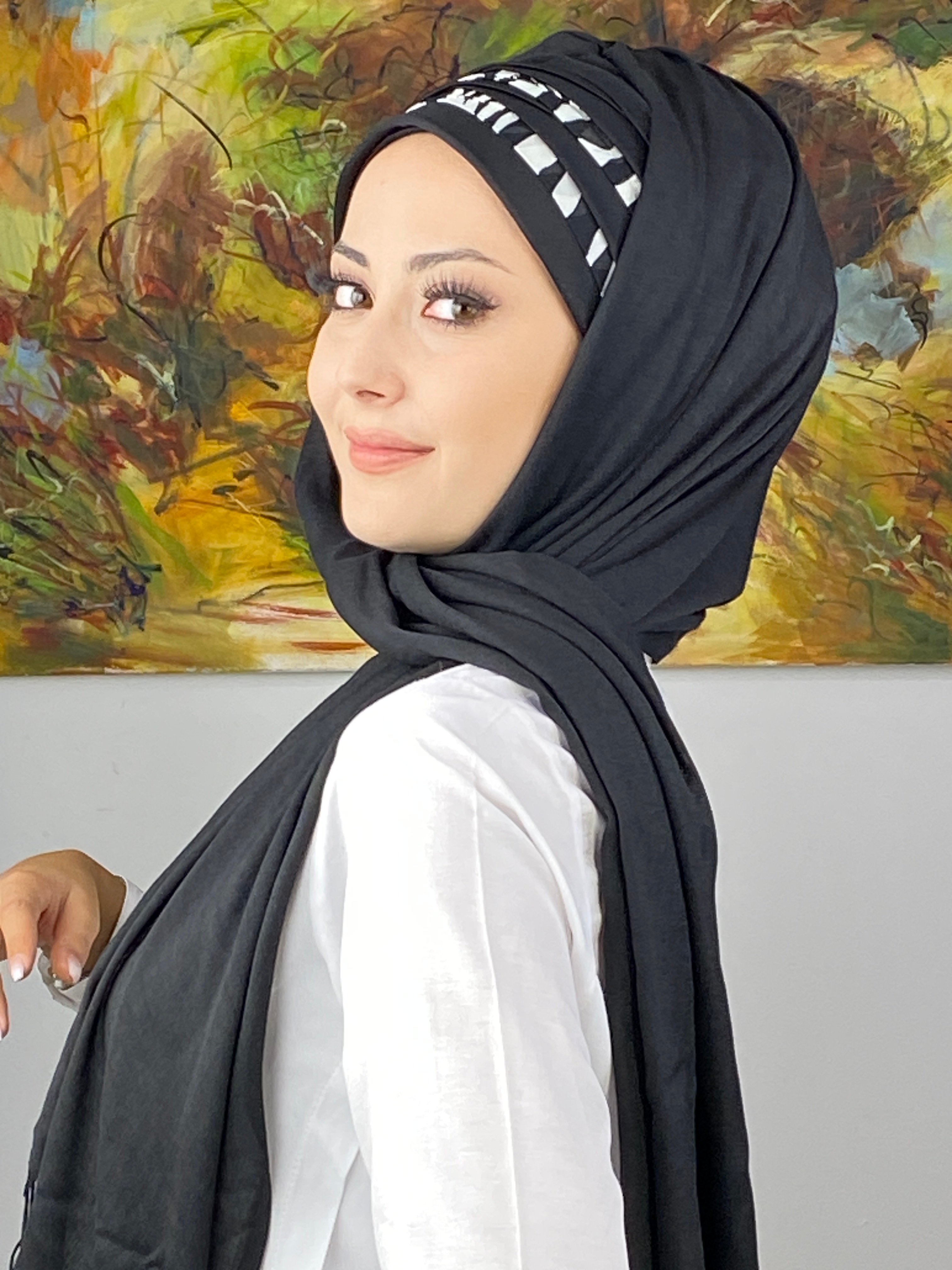  Topkapı Model Çapraz Drapeli Zebra Desenli Hazır Şal