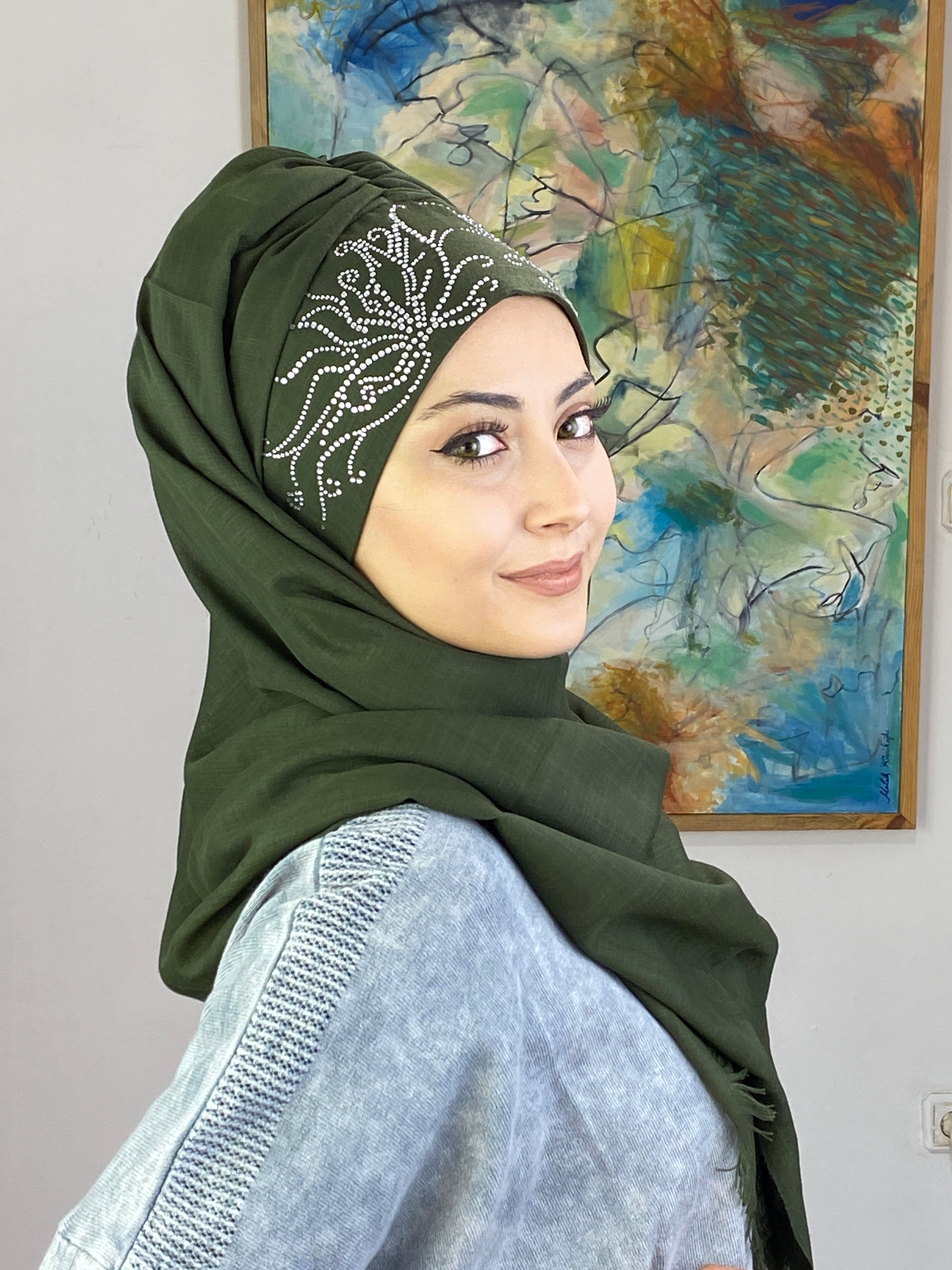 Yaprak Model Büzgülü Hazır Şal