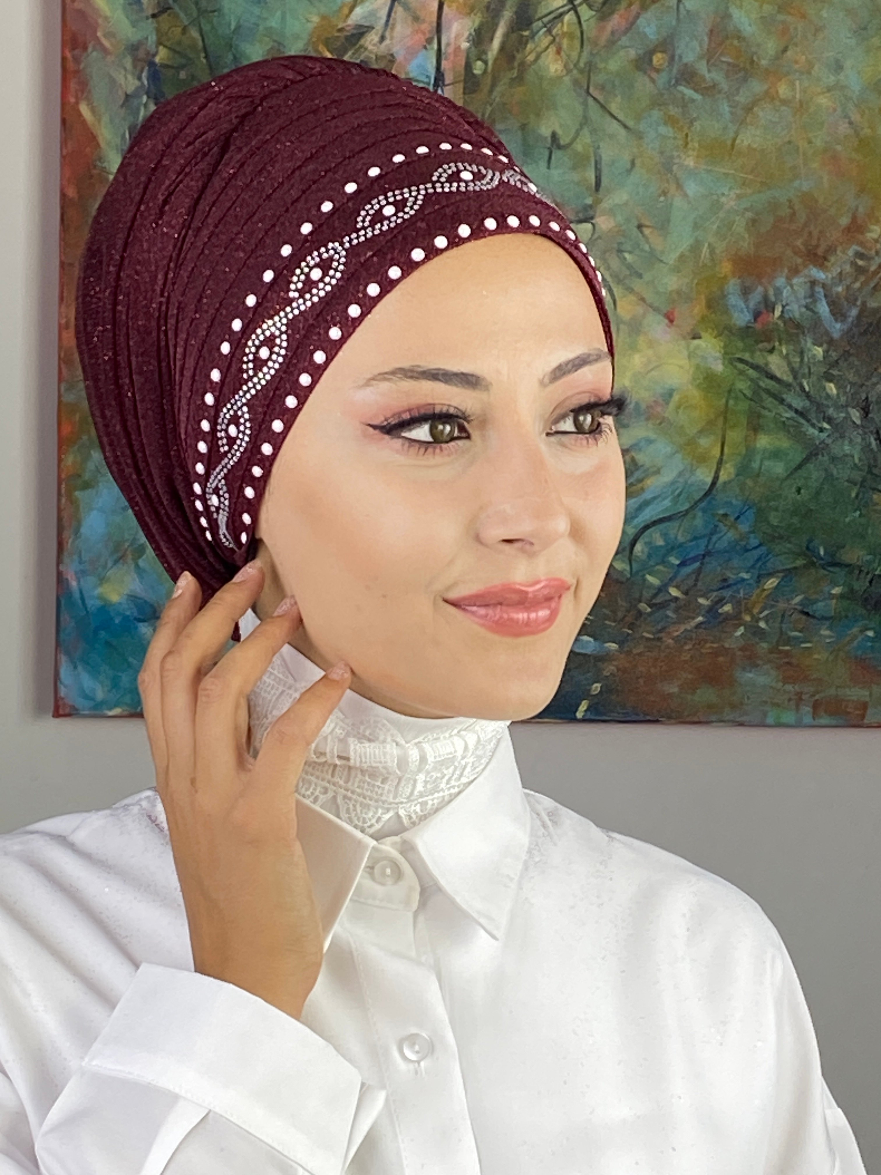 Kuşgözü Model Gümüş Taşlı İnci Detaylı Simli Şifon Bone Şal - bordo