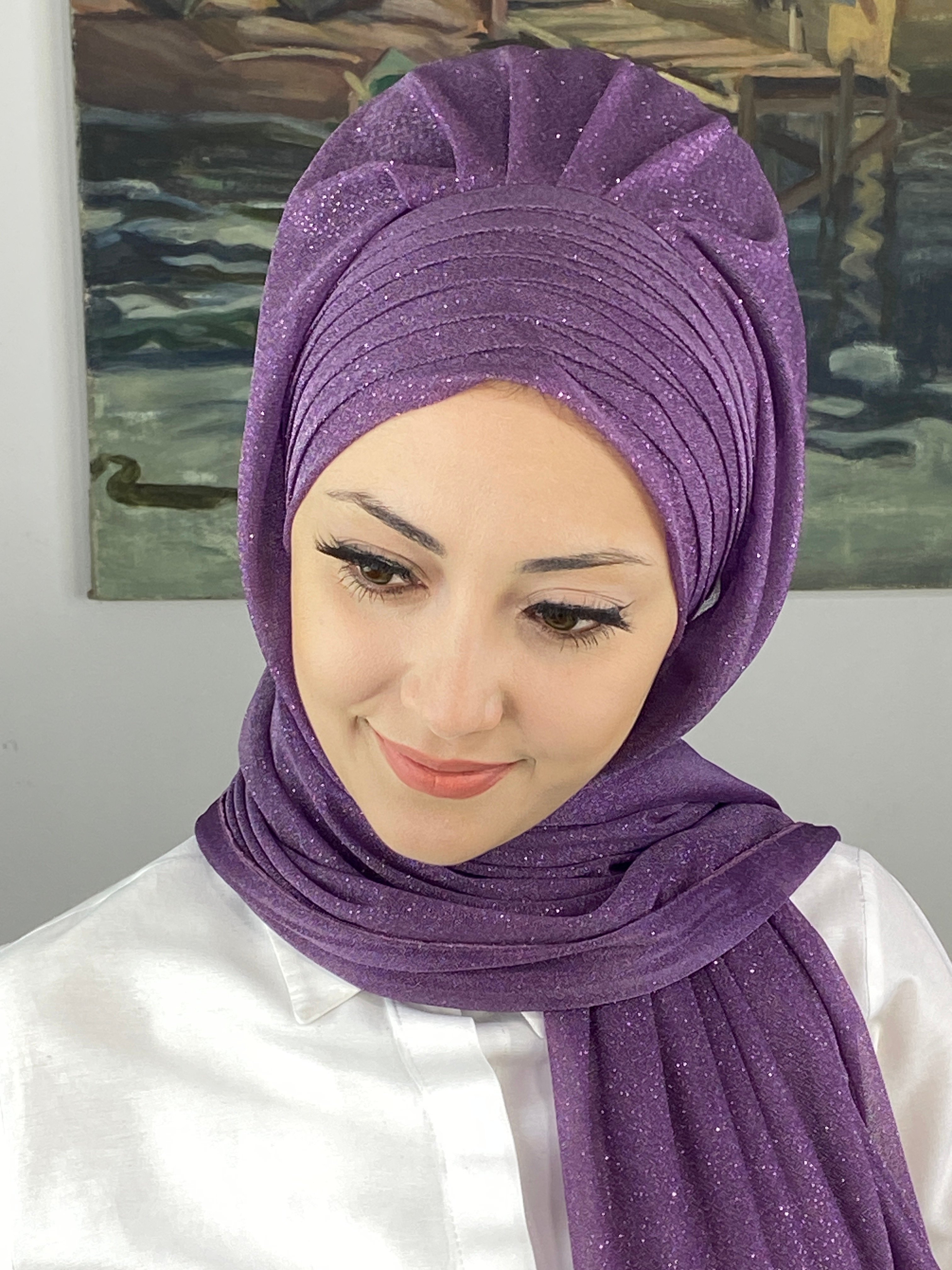 Topkapı Çapraz Drapeli Simli Hazır Şal