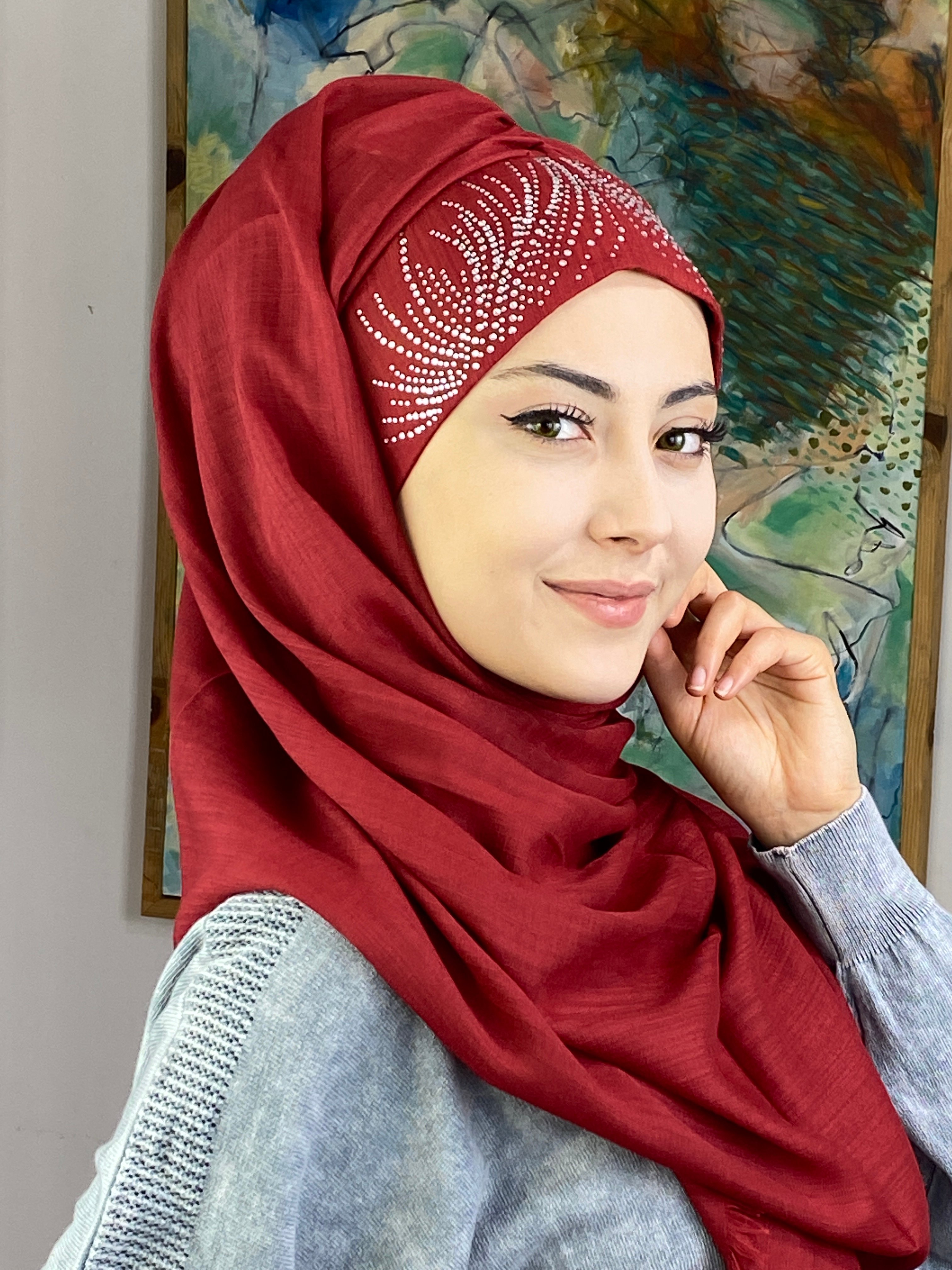 İhtişamlı Taşlı Model Şal