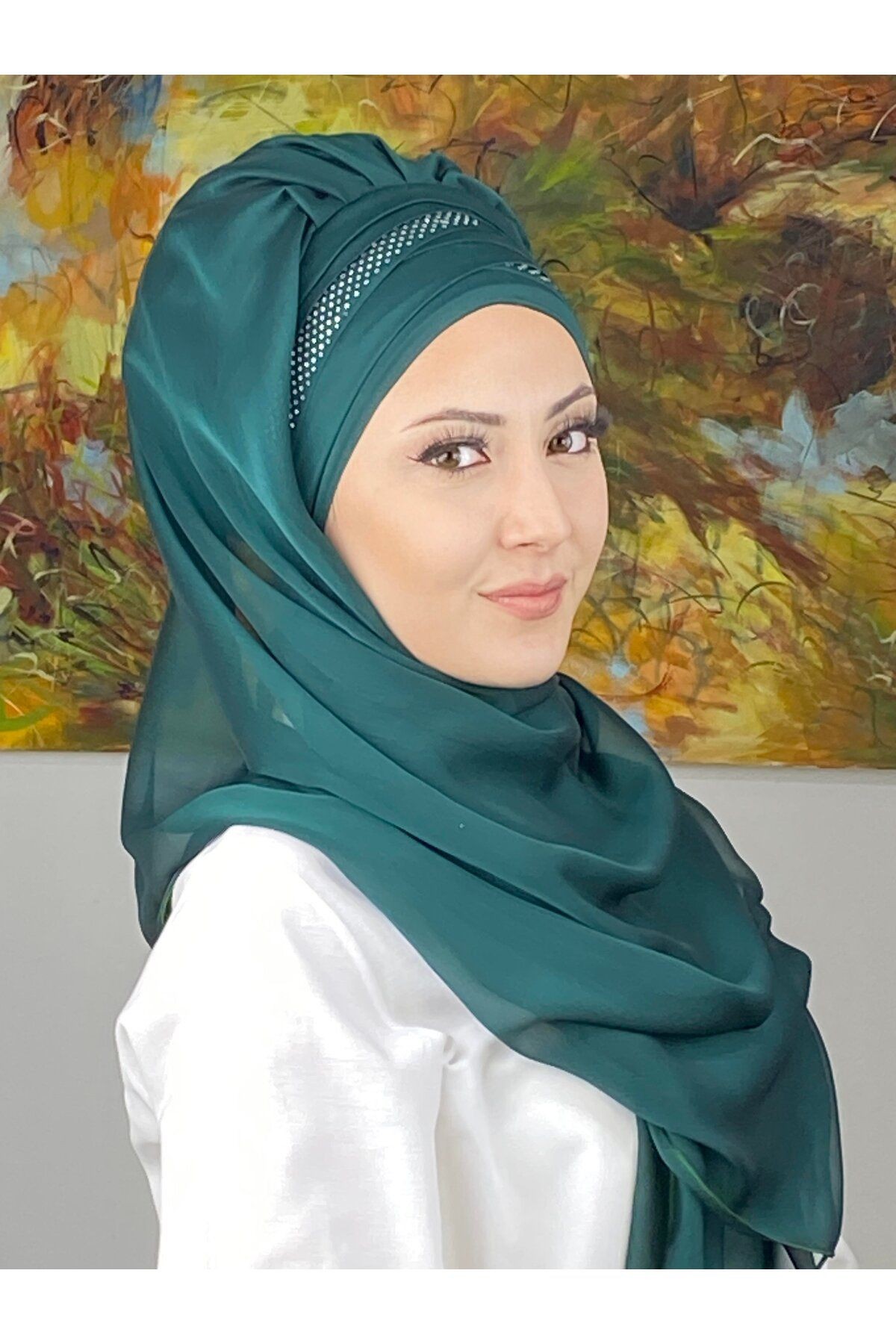 Mihrimah Çapraz Drapeli Fransız Şifon Hazır Şal