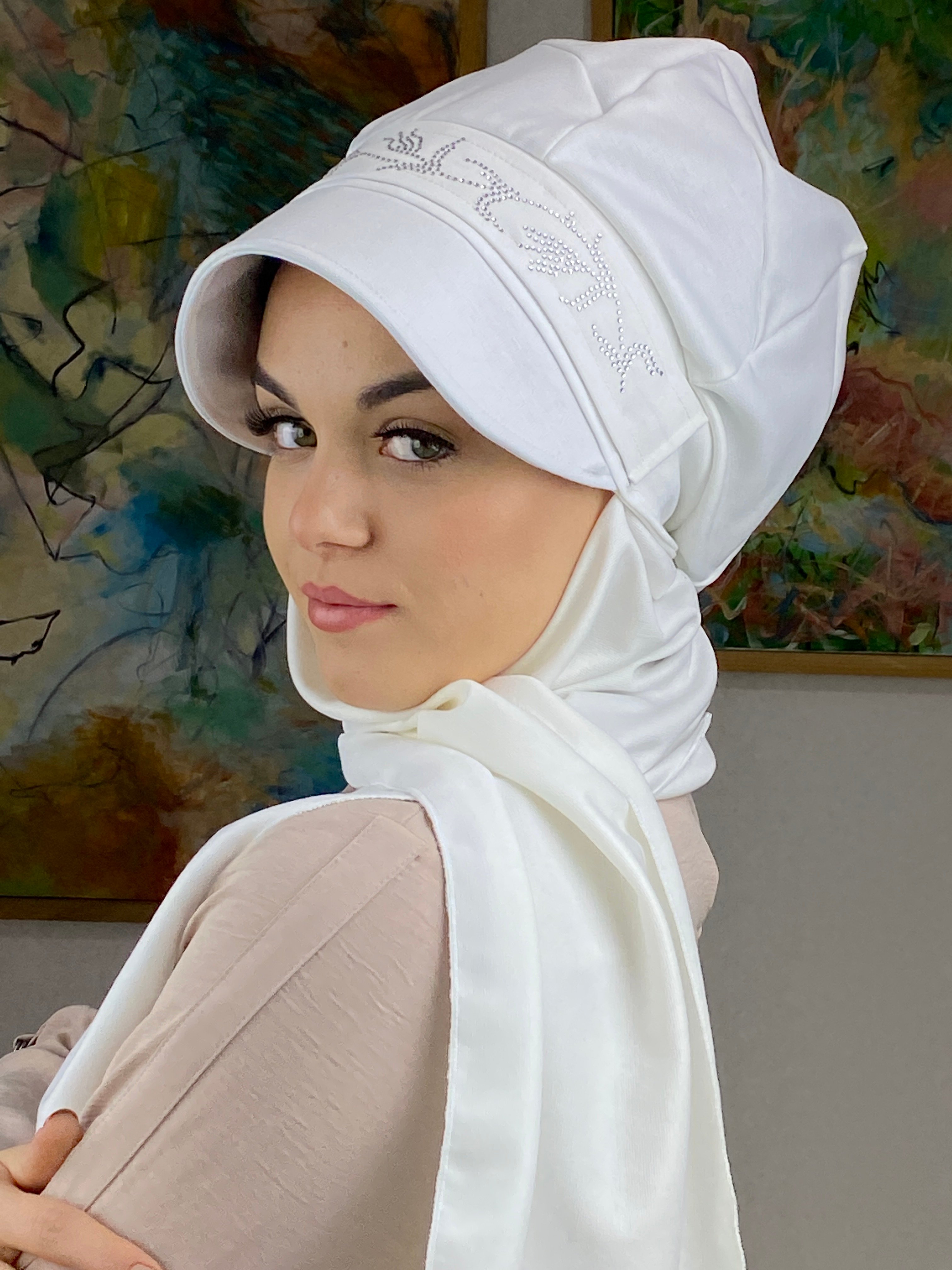 Taşlı Model Atkılı Şapka 