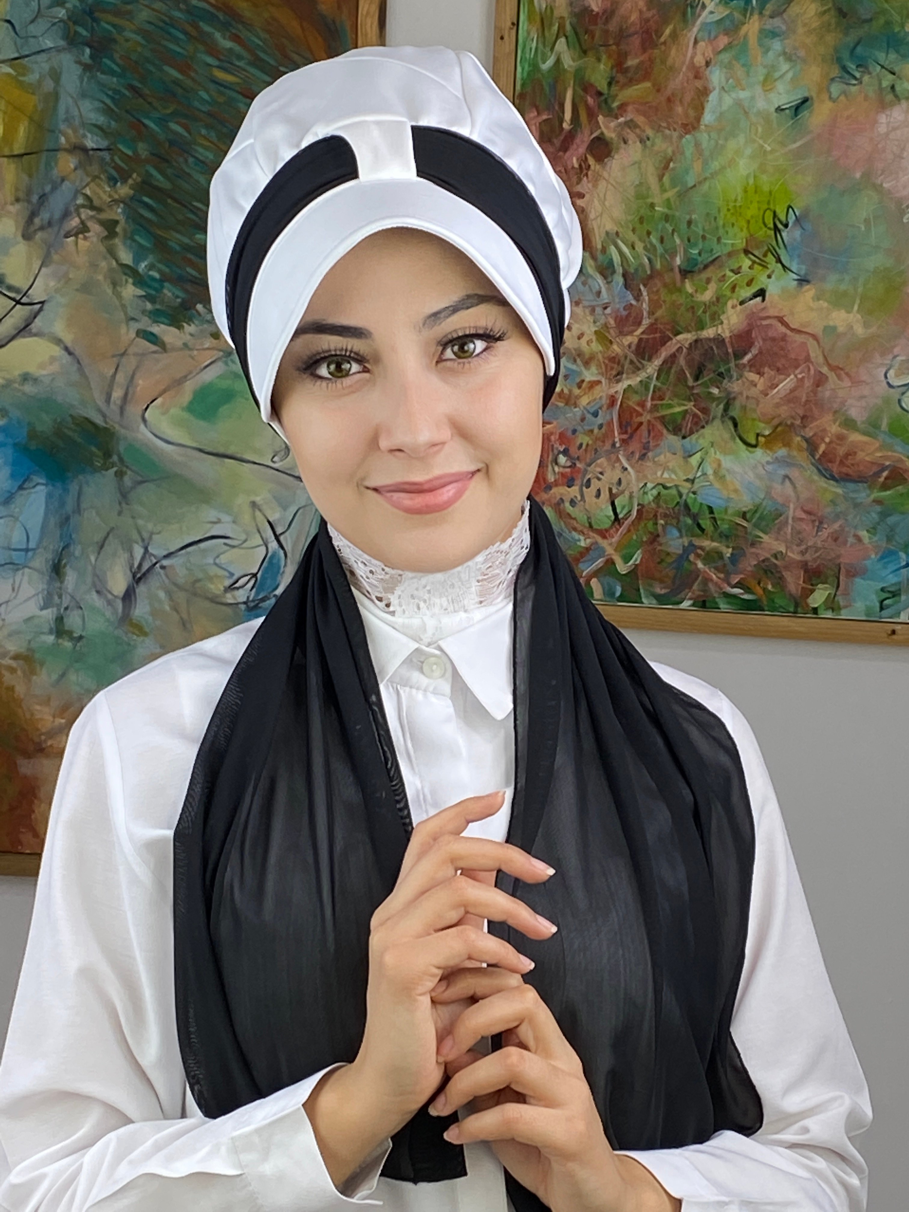 Fularlı Tek Biritli Şapka