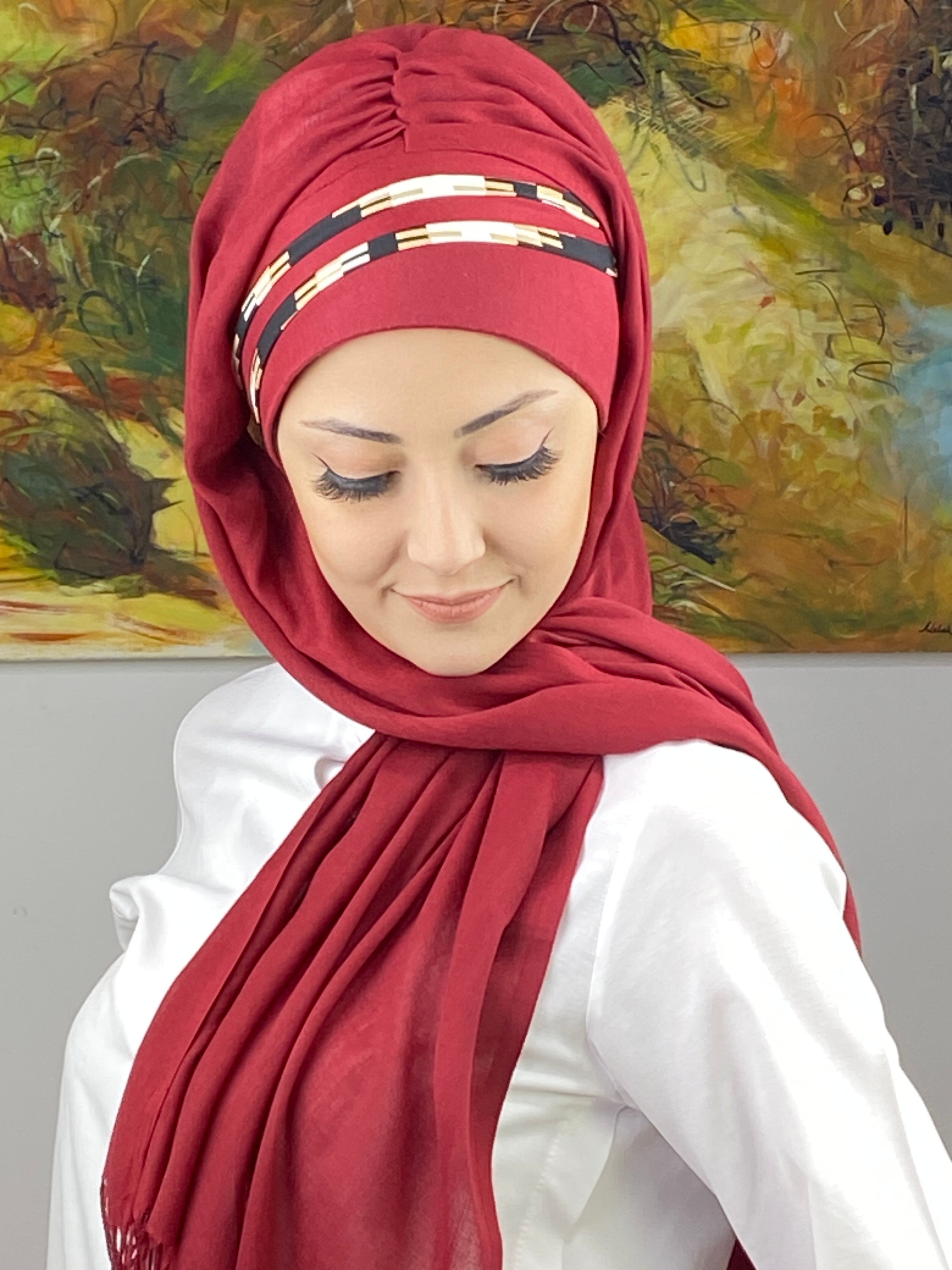 Saray Model Retro Desenli Hazır Şal