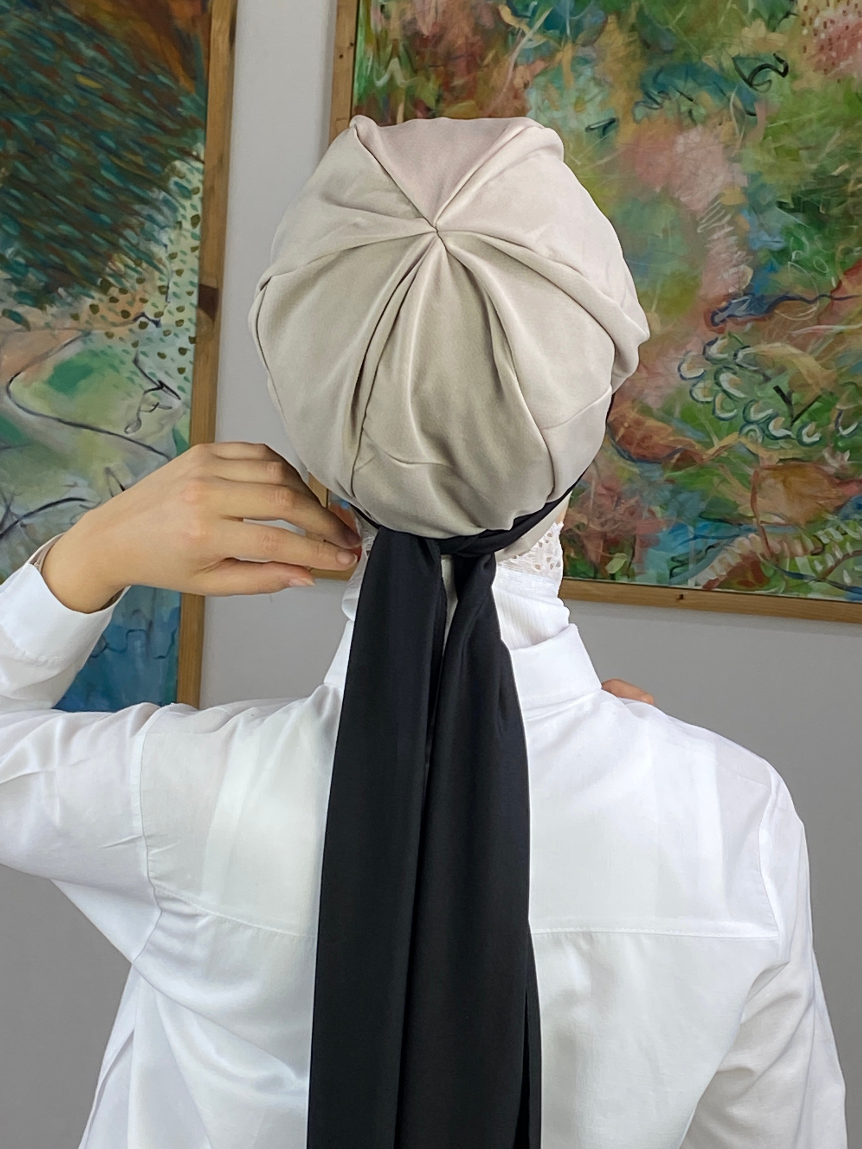 Tek Biritli Atkılı Şapka - taş rengi - beyaz
