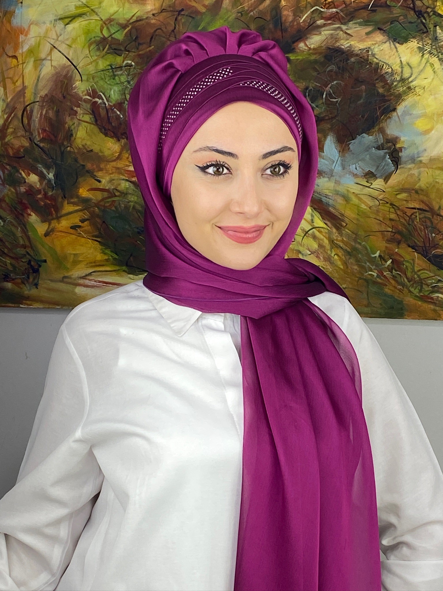 FRANSIZ CAPRAZ DRAPE DETAYLI ABİYE ŞAL