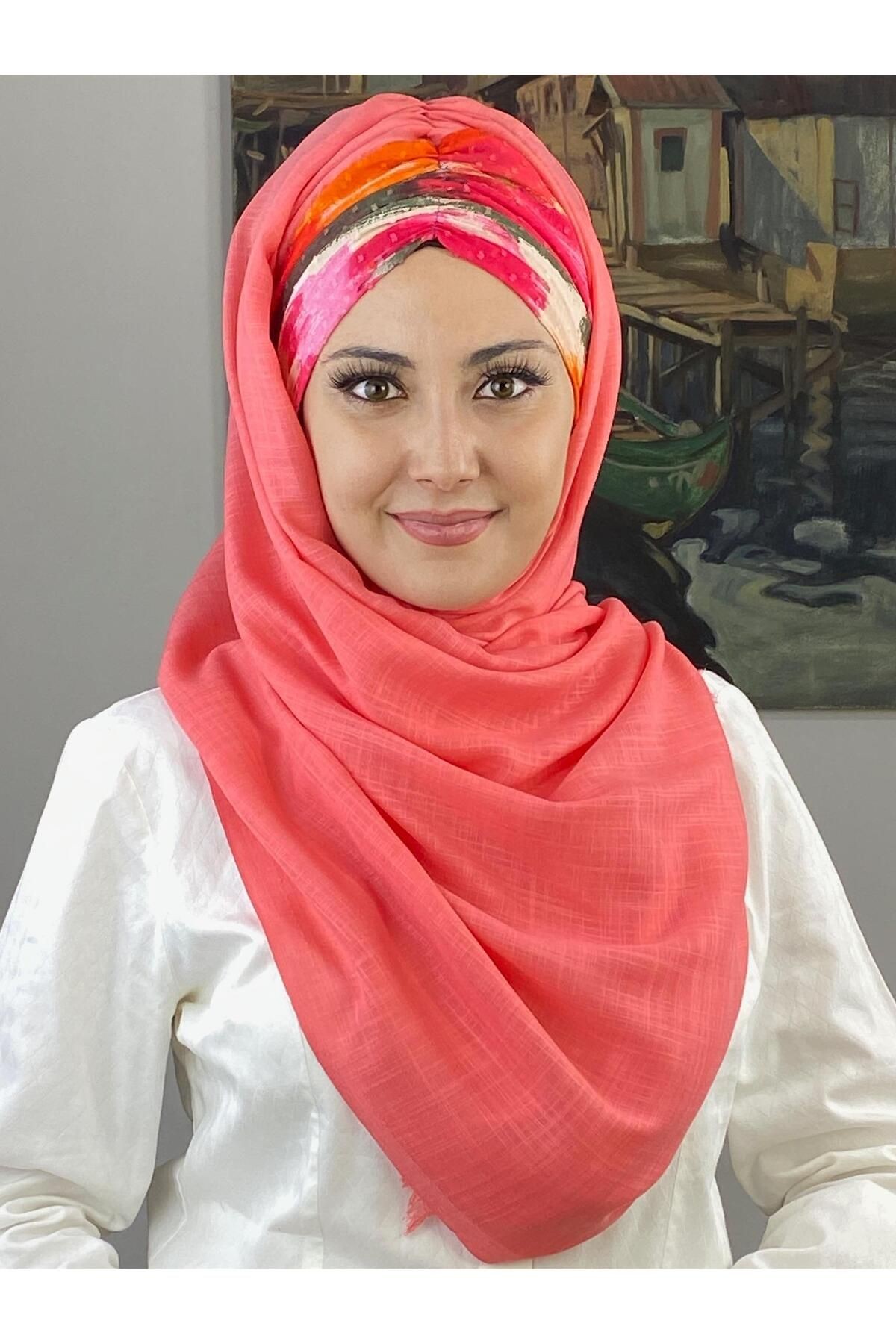 PEMBE PEMBE CİZGİ BÜZGÜLÜ ŞAL