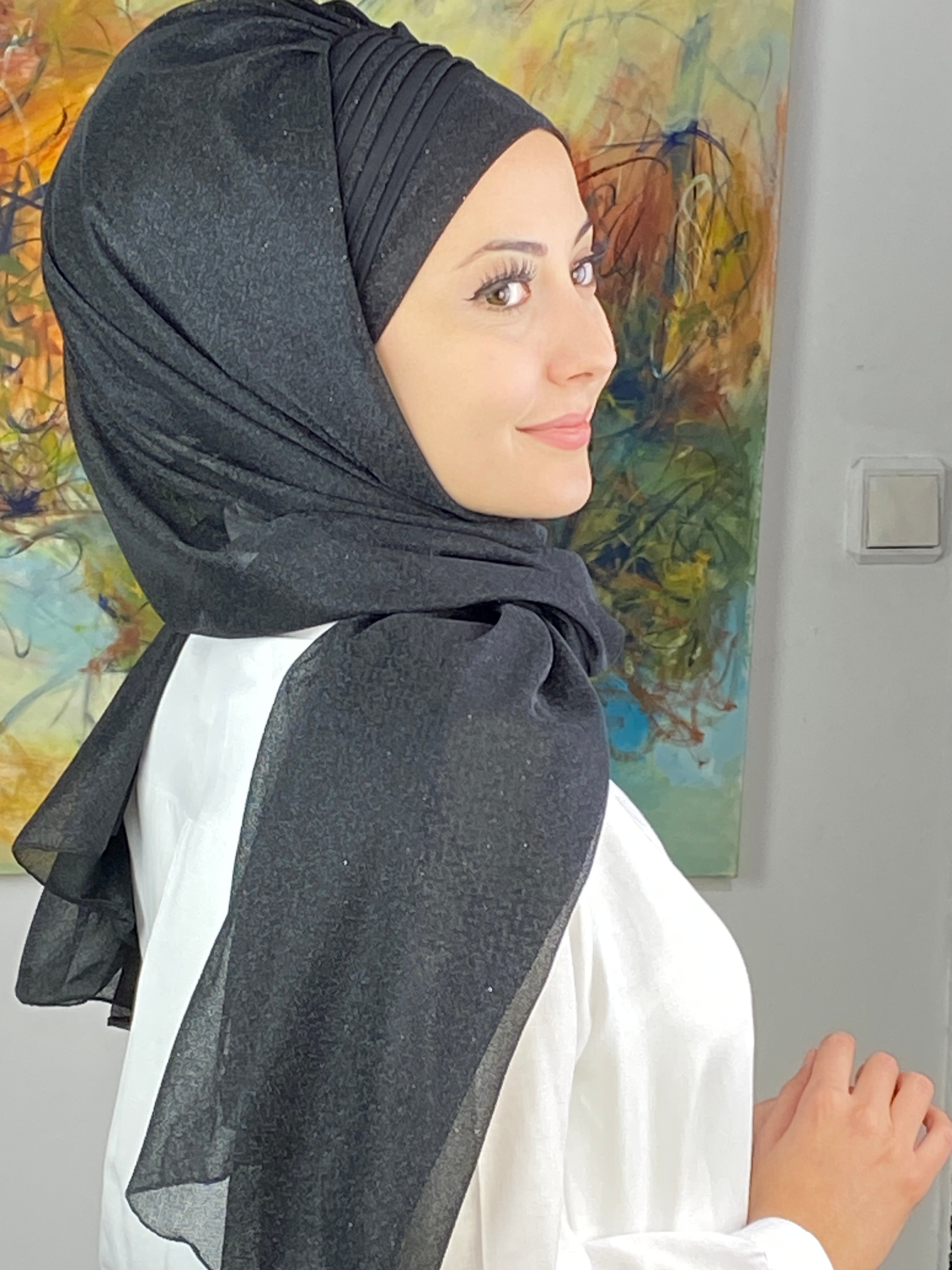 Saray Model Fransız Şifon Drapeli Simli Hazır Şal