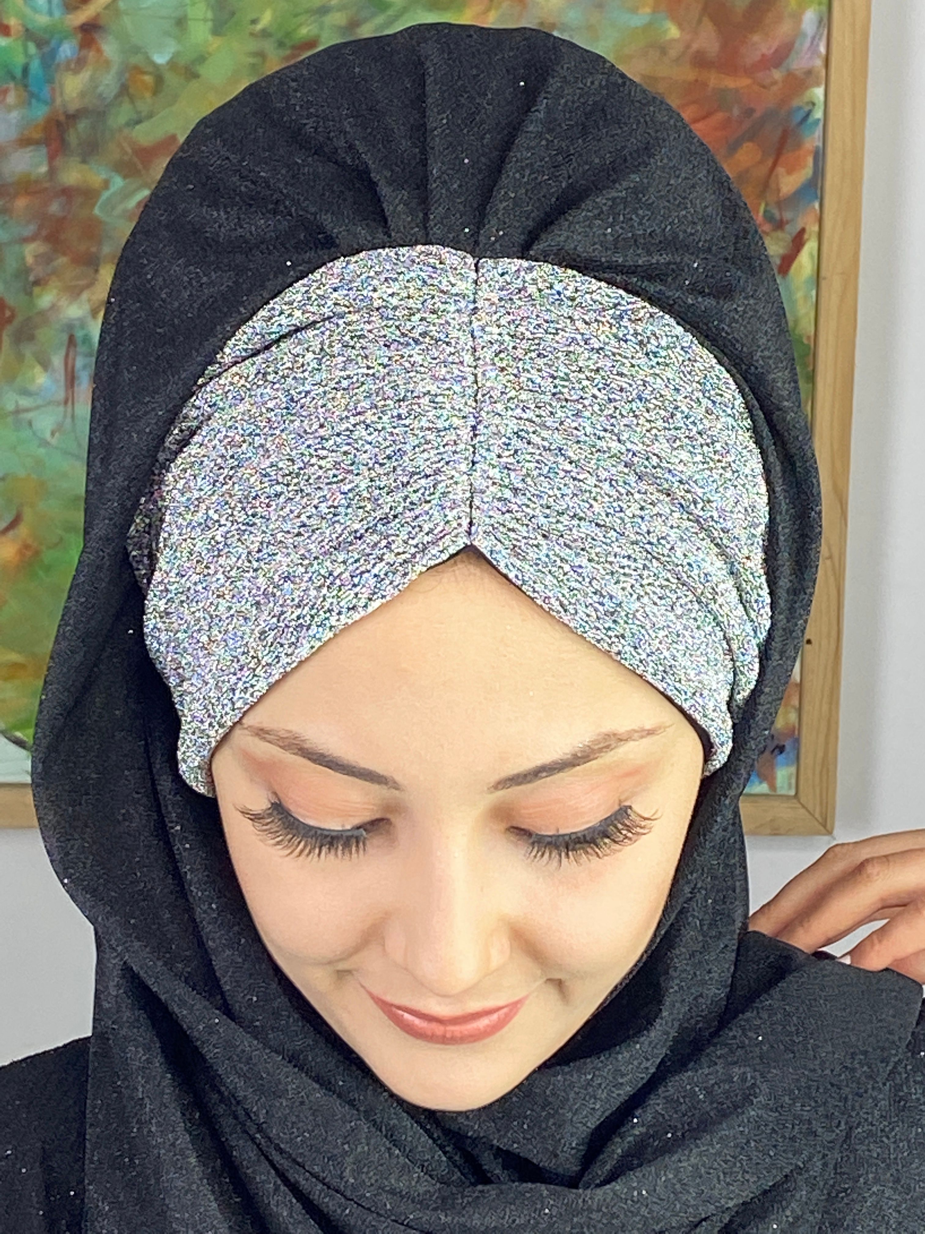 Çift Renkli Sultan Model Simli Şifon Büzgülü Şal