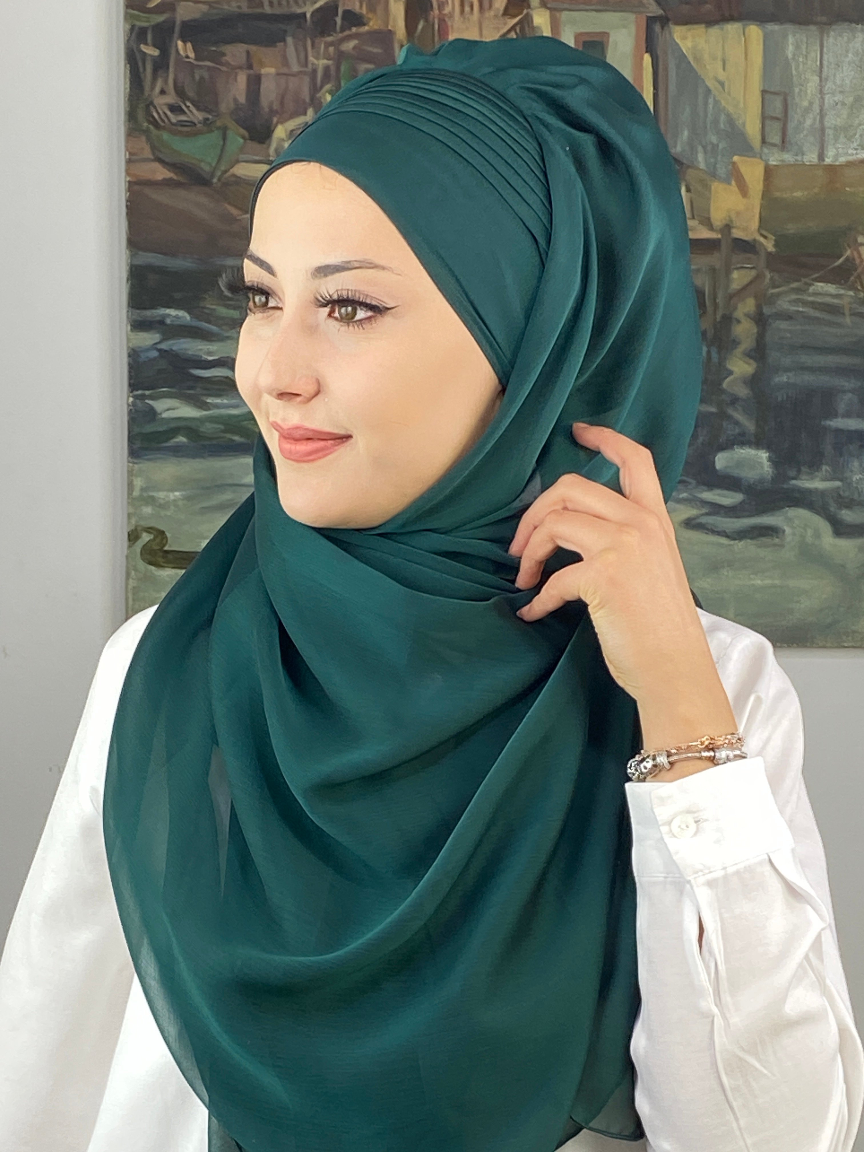 Saray Model Yan Drapeli Fransız Şifon Hazır Şal