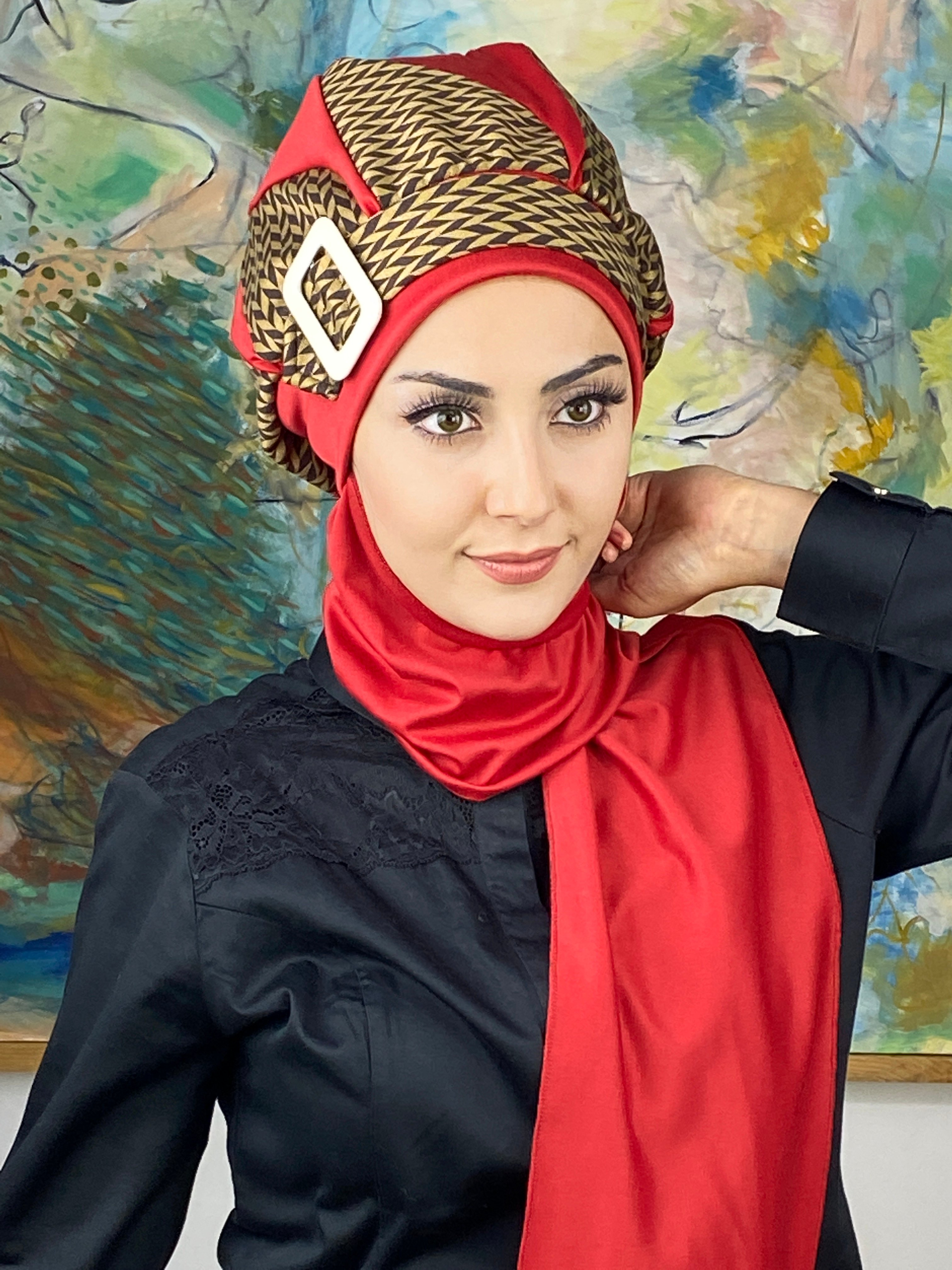 Damla Model Başak Desen Tesettür Bone