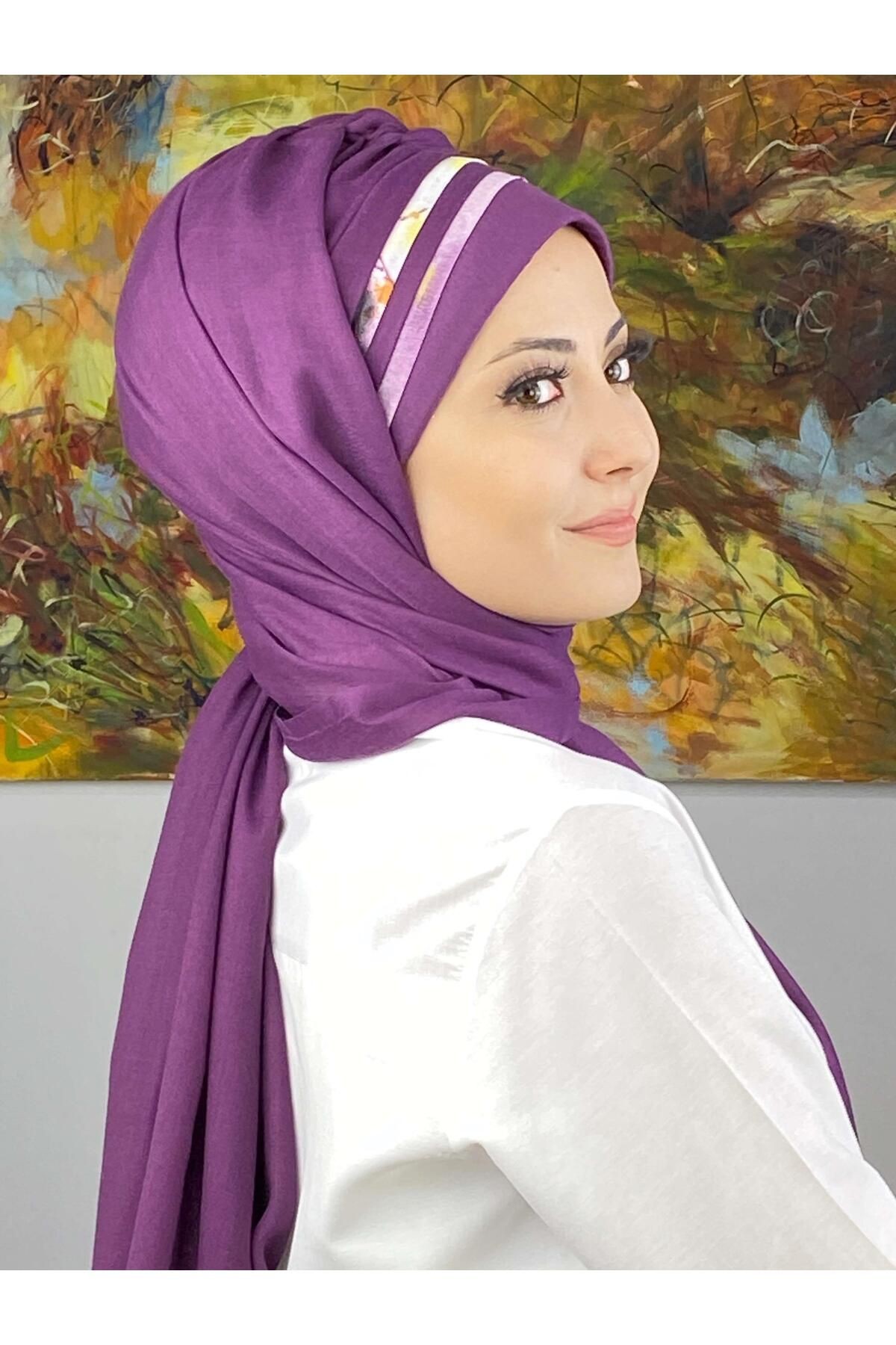 Saray Model Yan Drapeli Pastel Şerit Desenli Hazır Şal