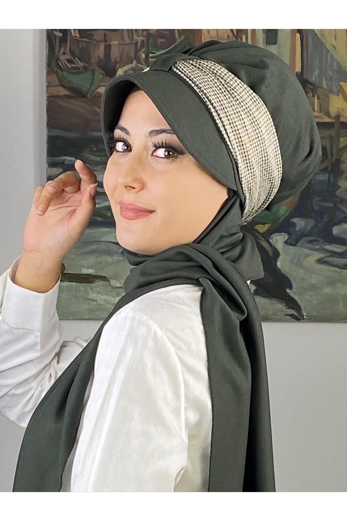 SULTAN MODEL HAKİ YEŞİLİBİRİTLİ ATKILI ŞAPKA