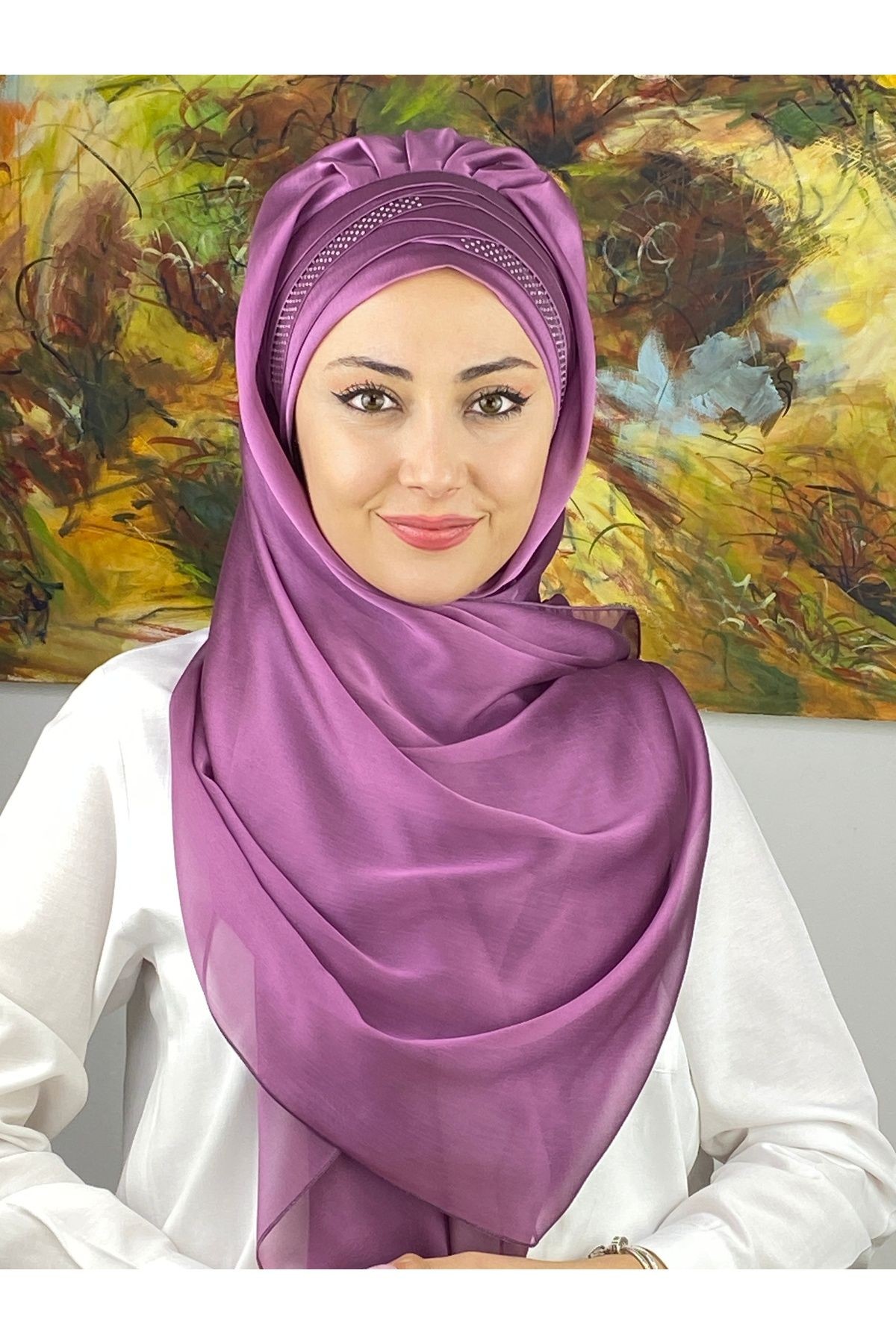 Mihrimah Çapraz Drapeli Fransız Şifon Hazır Şal