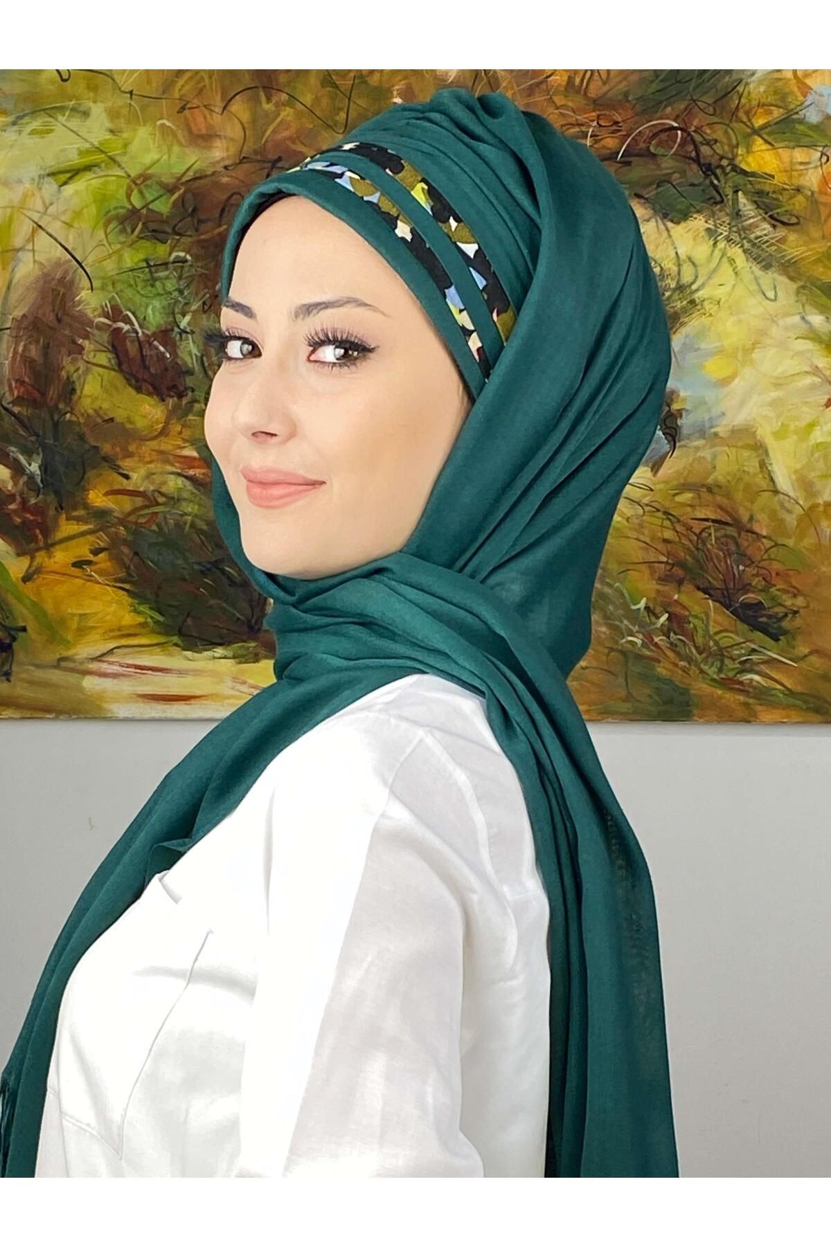 Topkapı Model Çapraz Drapeli Floral Desenli Hazır Şal
