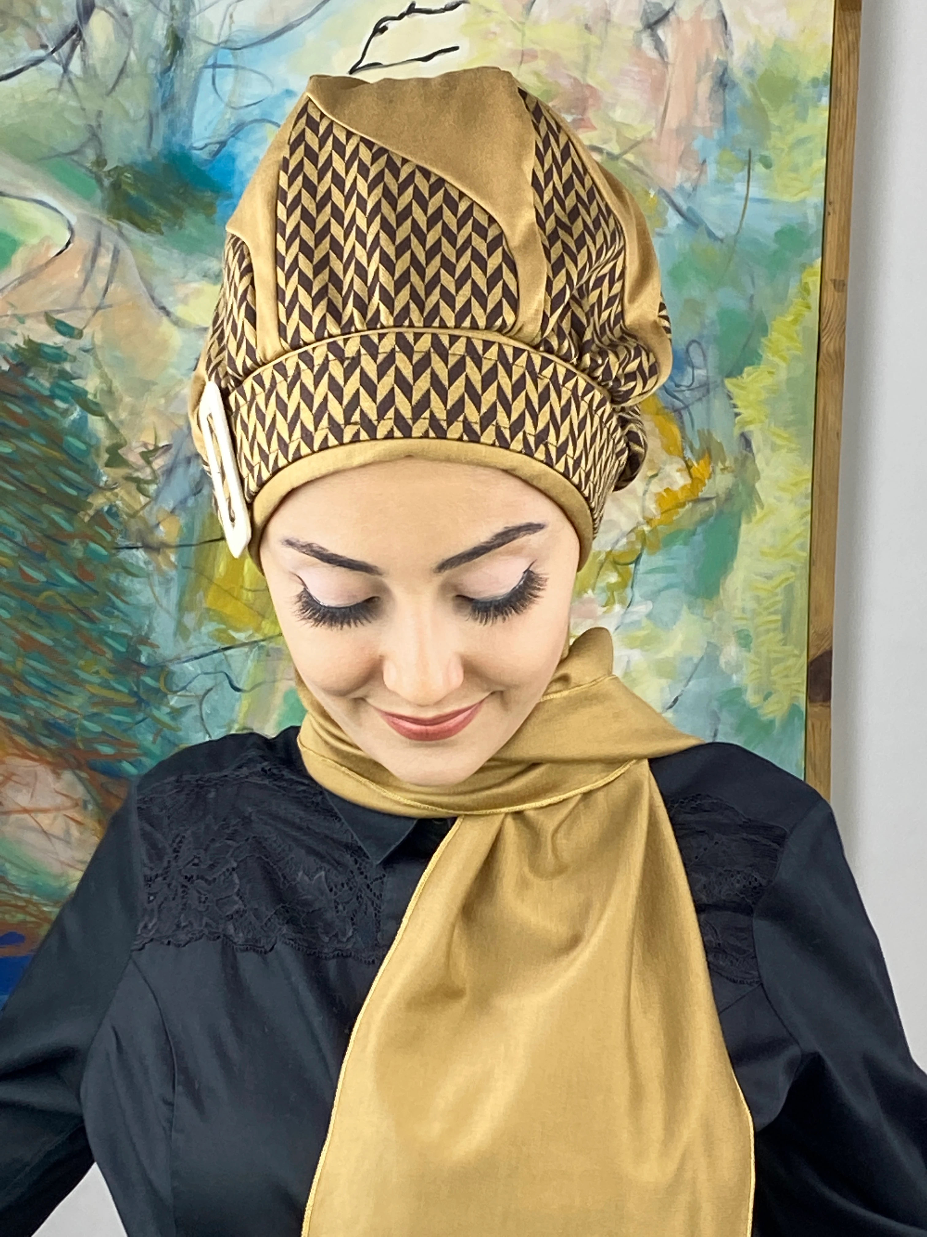 Damla Model Küçük Ekoseli Tesettür Bere