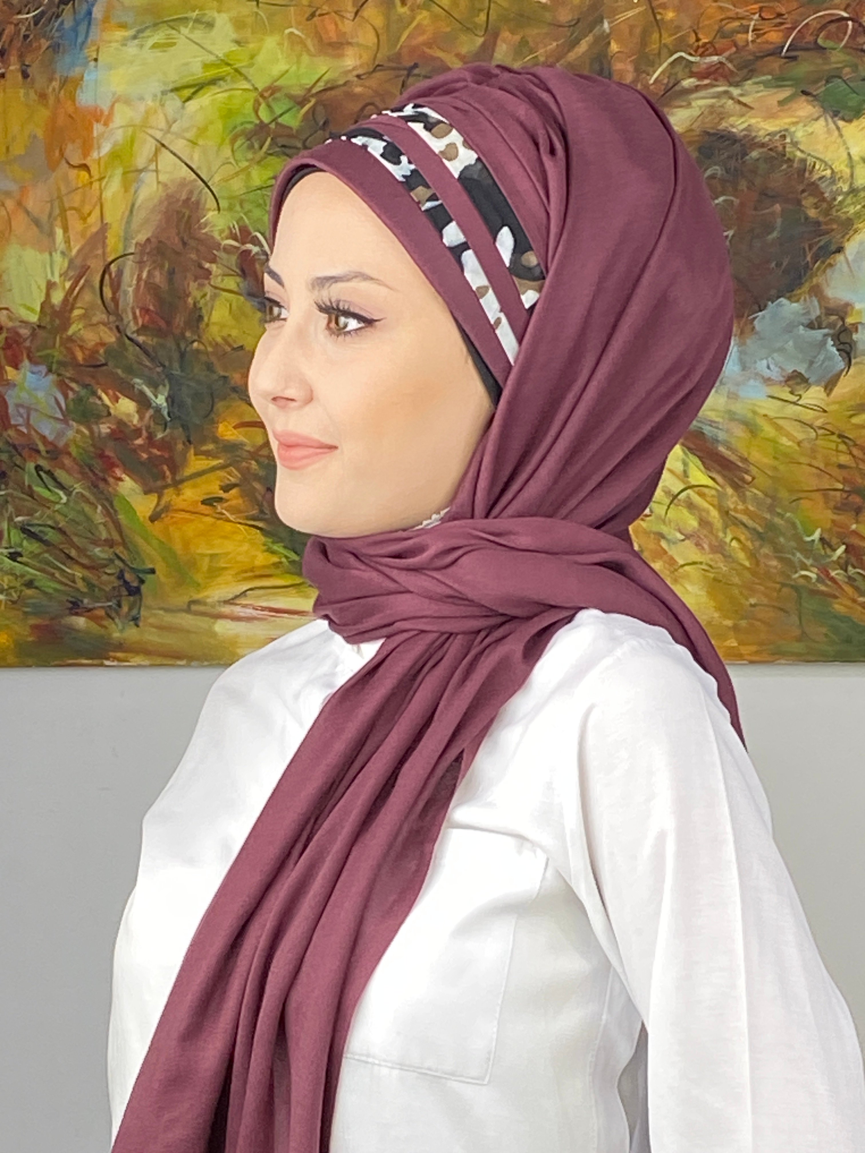 Topkapı Model Çapraz Drapeli Alaca Şeritli Desen Hazır Şal