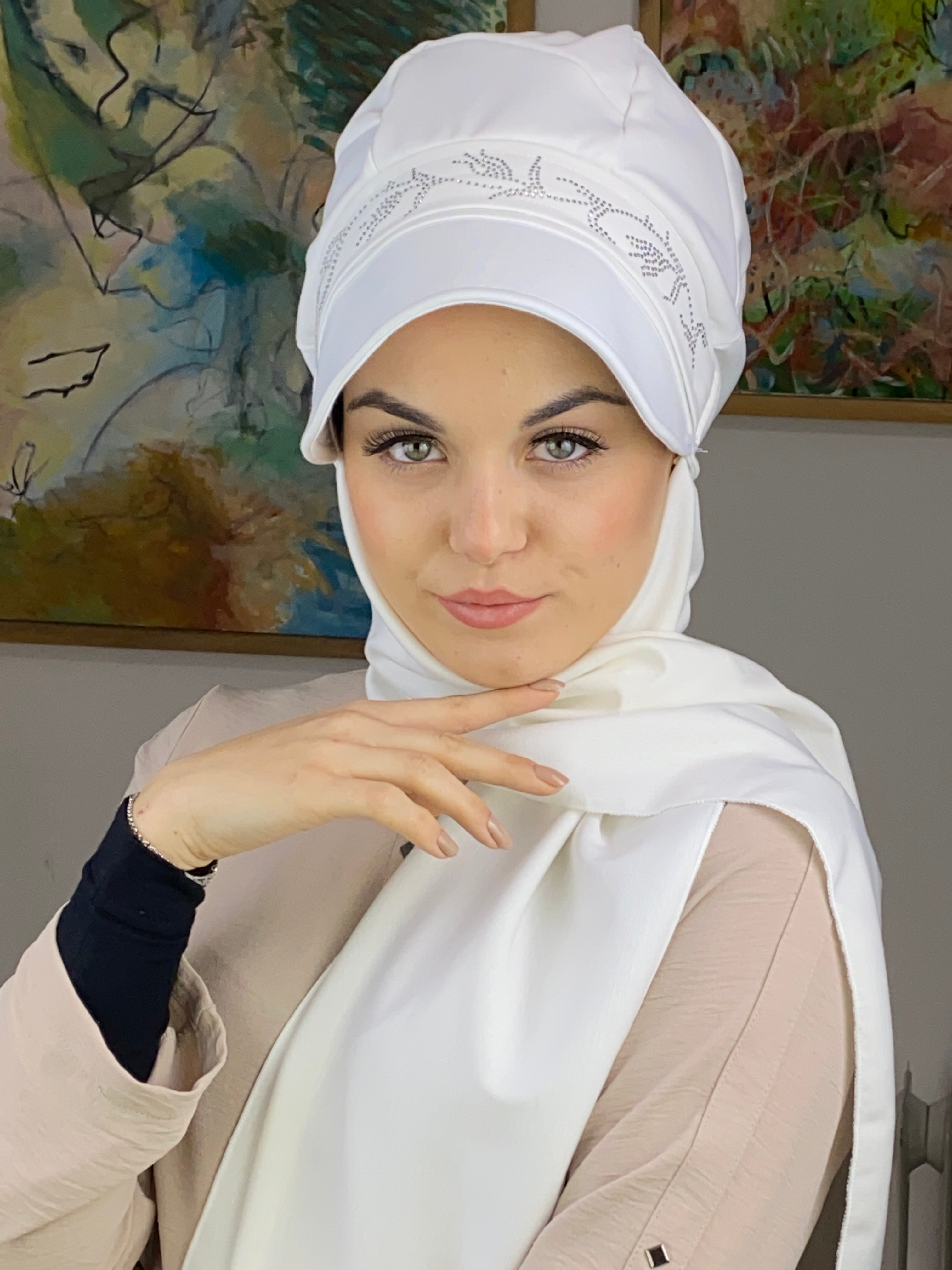 Taşlı Model Atkılı Şapka 