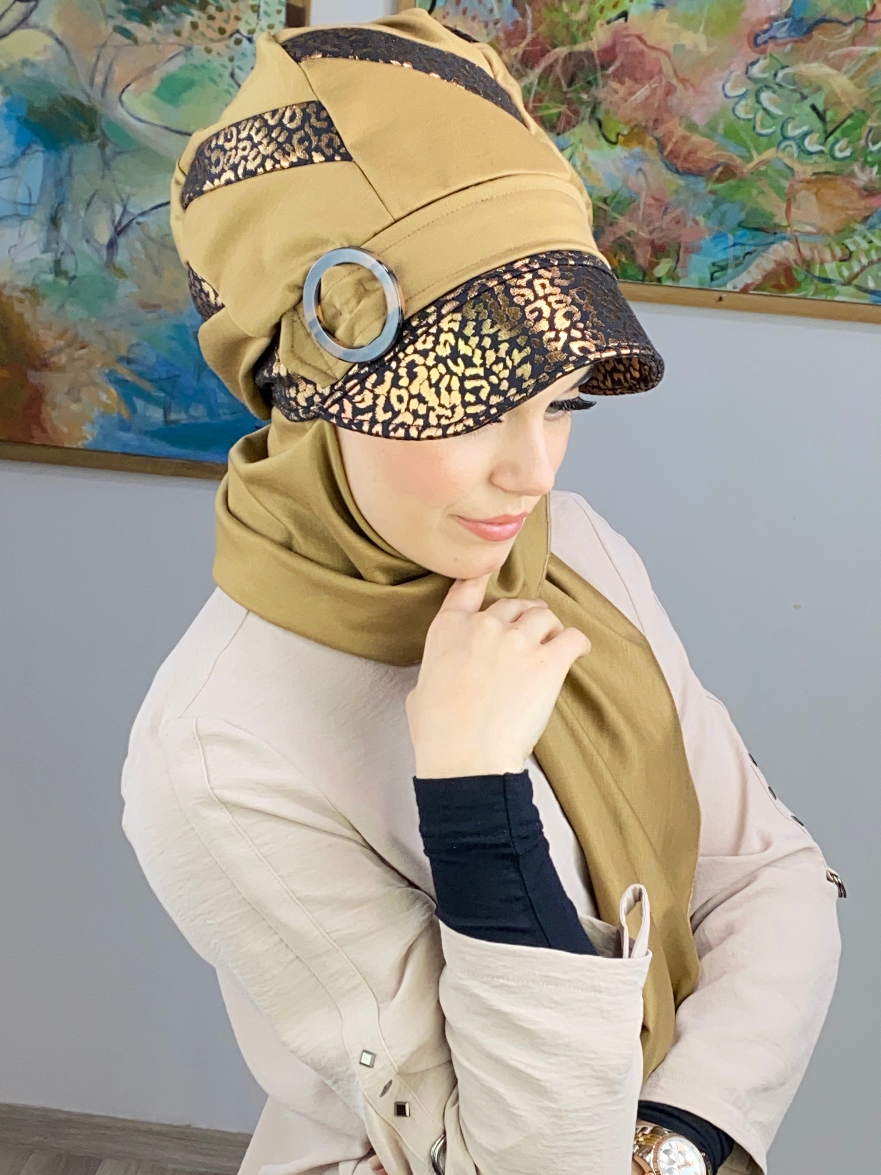Şerit Modelli Atkılı Şapka