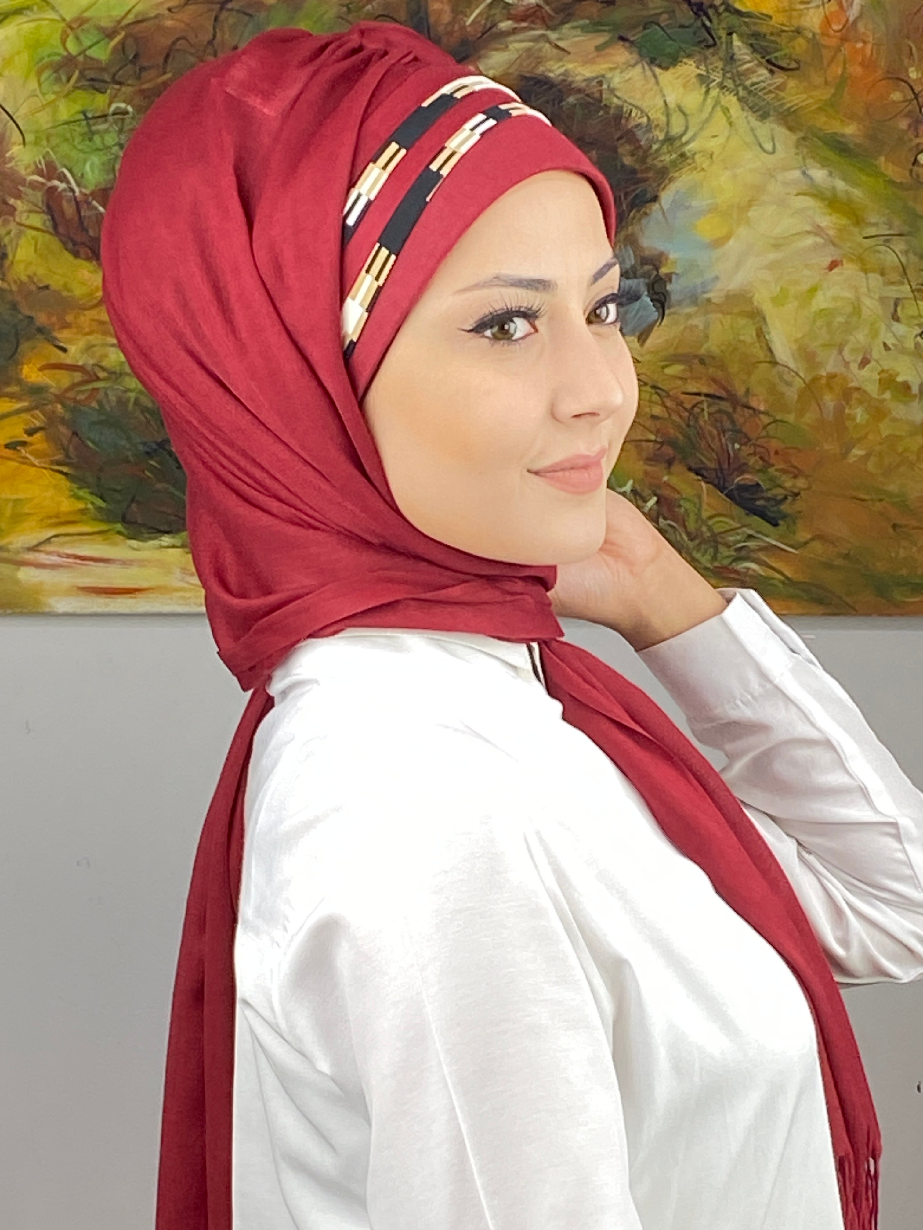  Saray Model Retro Desenli Hazır Şal