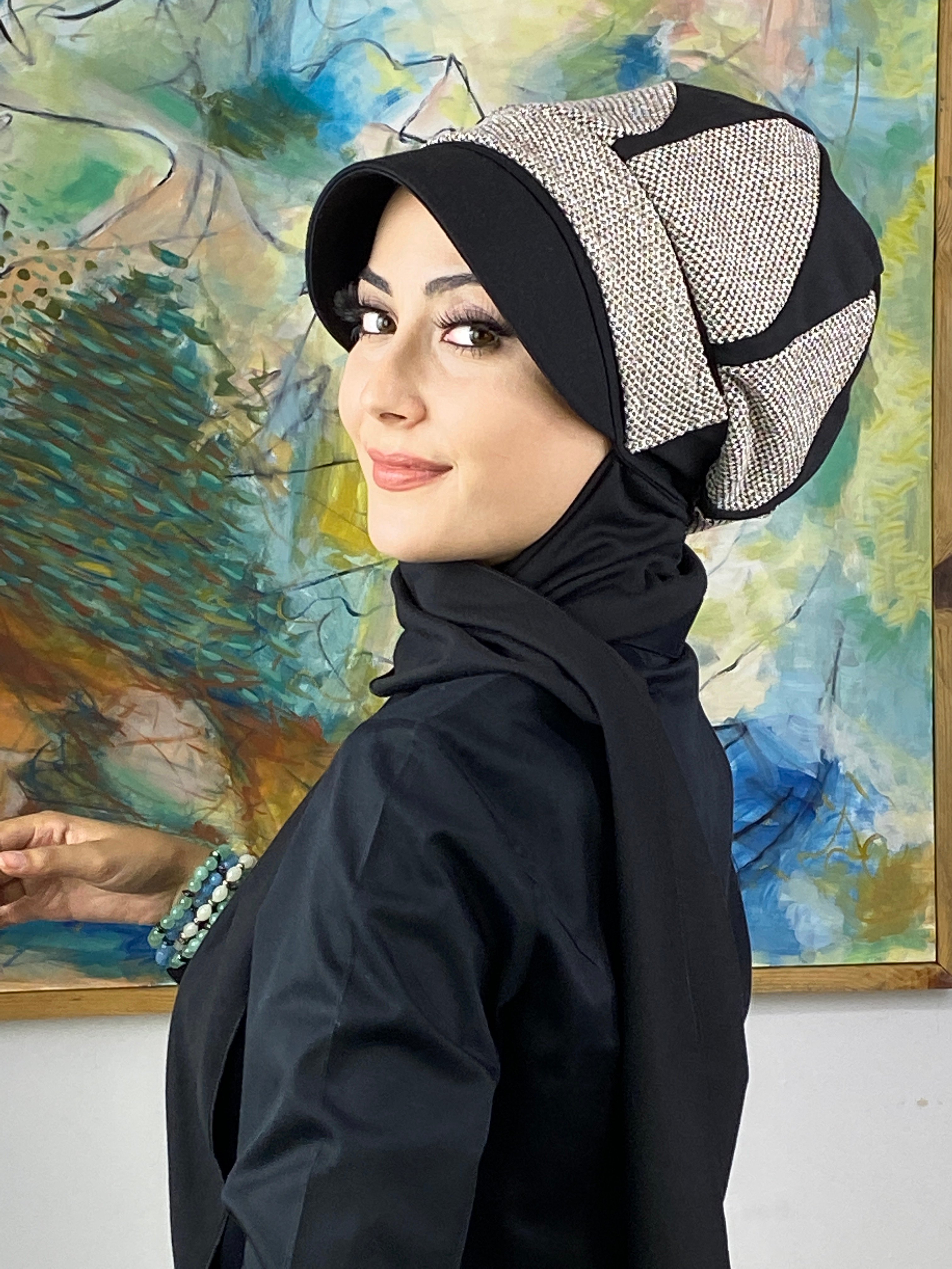 Damla Model Kırçıllı Triko Tesettür Tesettür Şapka Şal