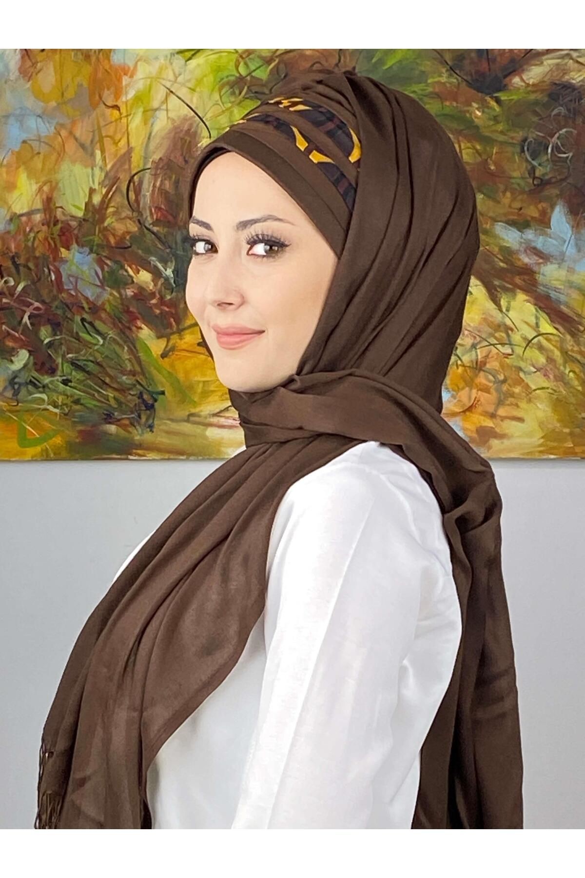 Topkapı Model Çapraz Drapeli Retro Desenli Hazır Şal