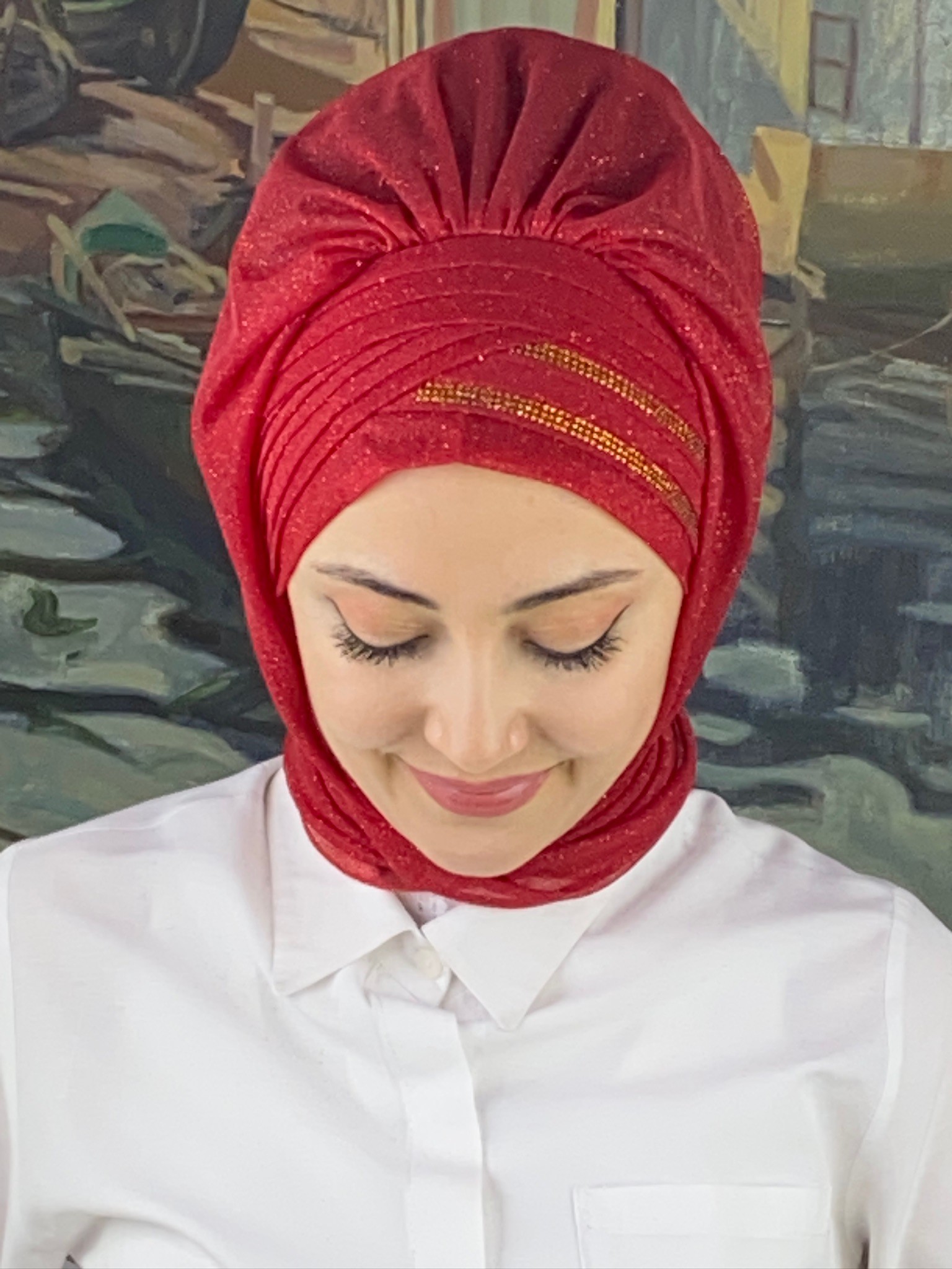 FRANSIZ CAPRAZ DRAPE DETAYLI ABİYE ŞAL