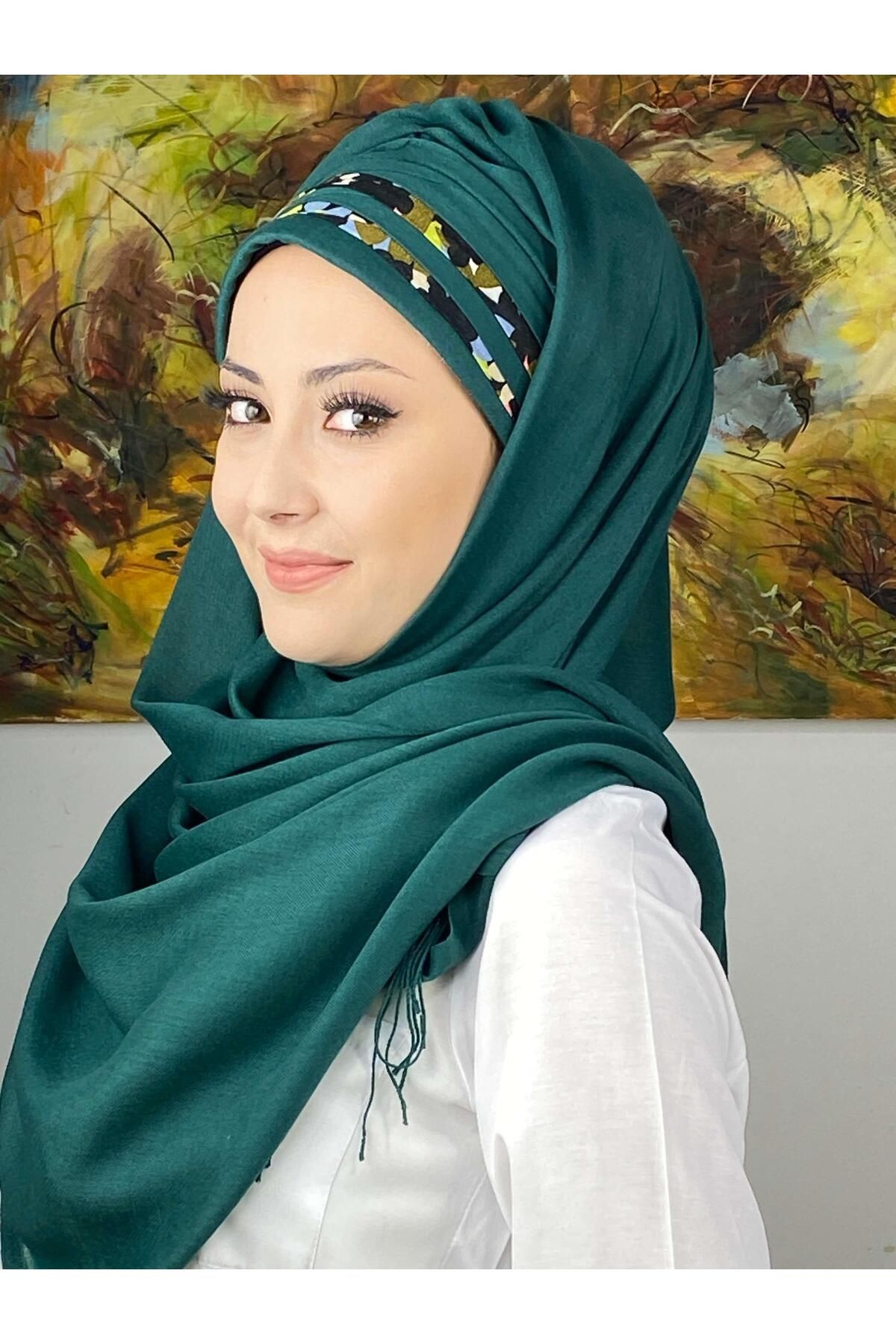 Topkapı Model Çapraz Drapeli Floral Desenli Hazır Şal