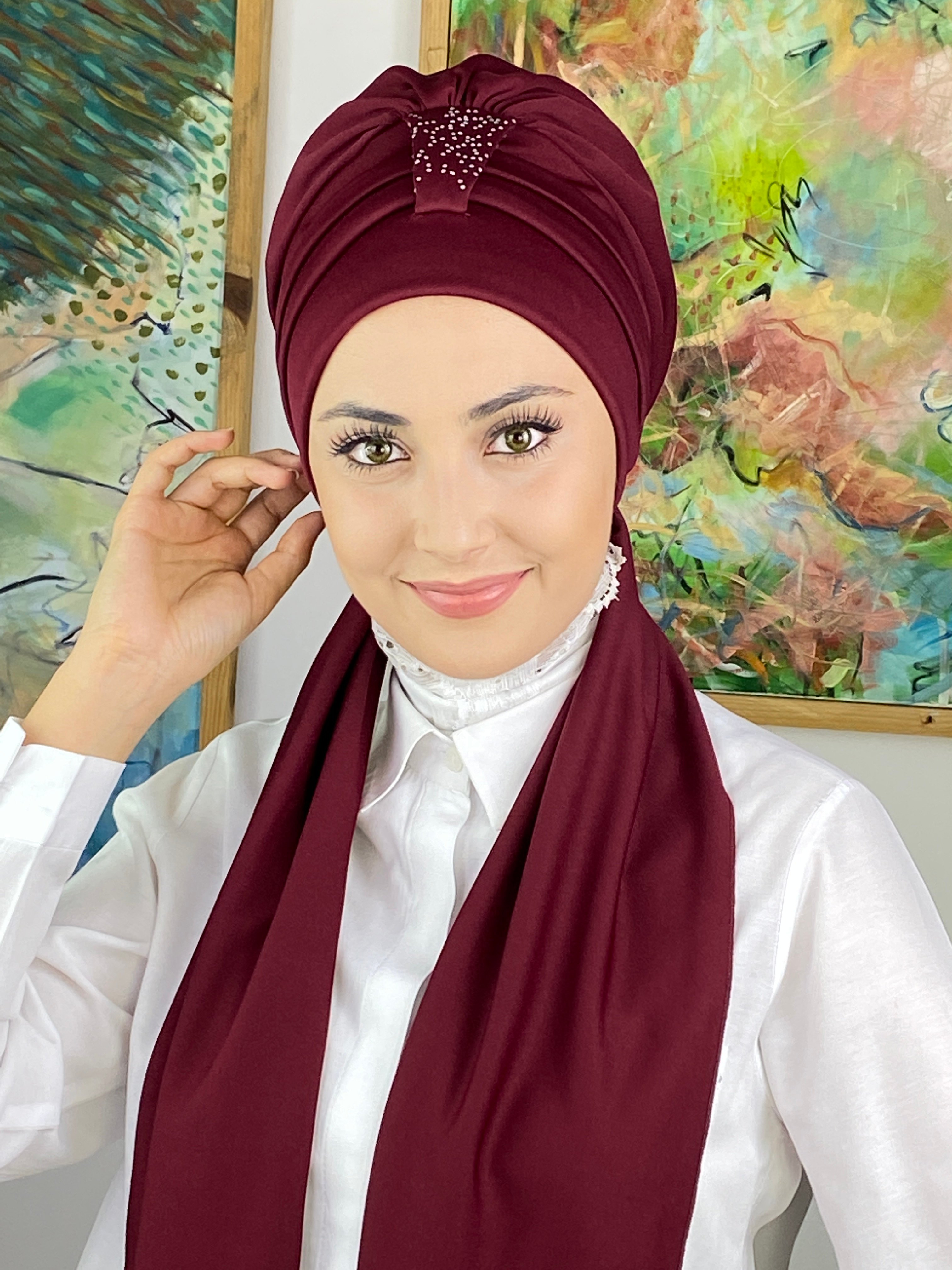 Hürrem Taşlı Tek Biritli Bone - bordo