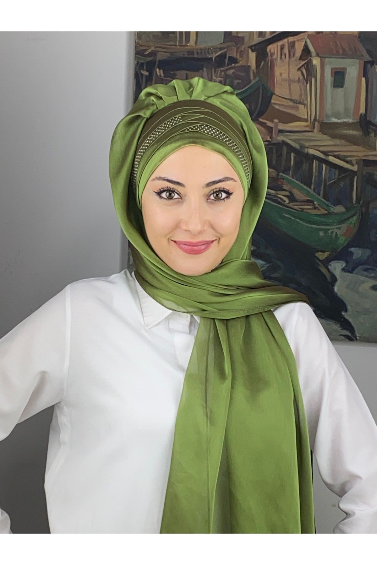 Mihrimah Çapraz Drapeli Fransız Şifon Hazır Şal