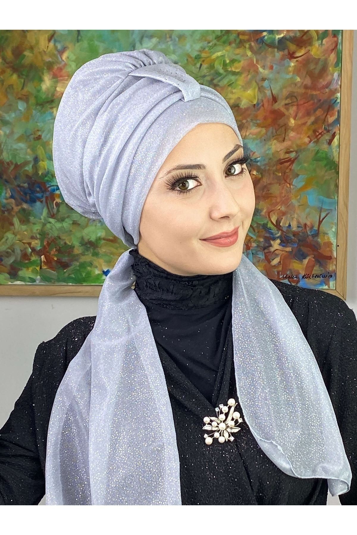 Hürrem Gümüş Tek Biritli Simli Atkılı Bone