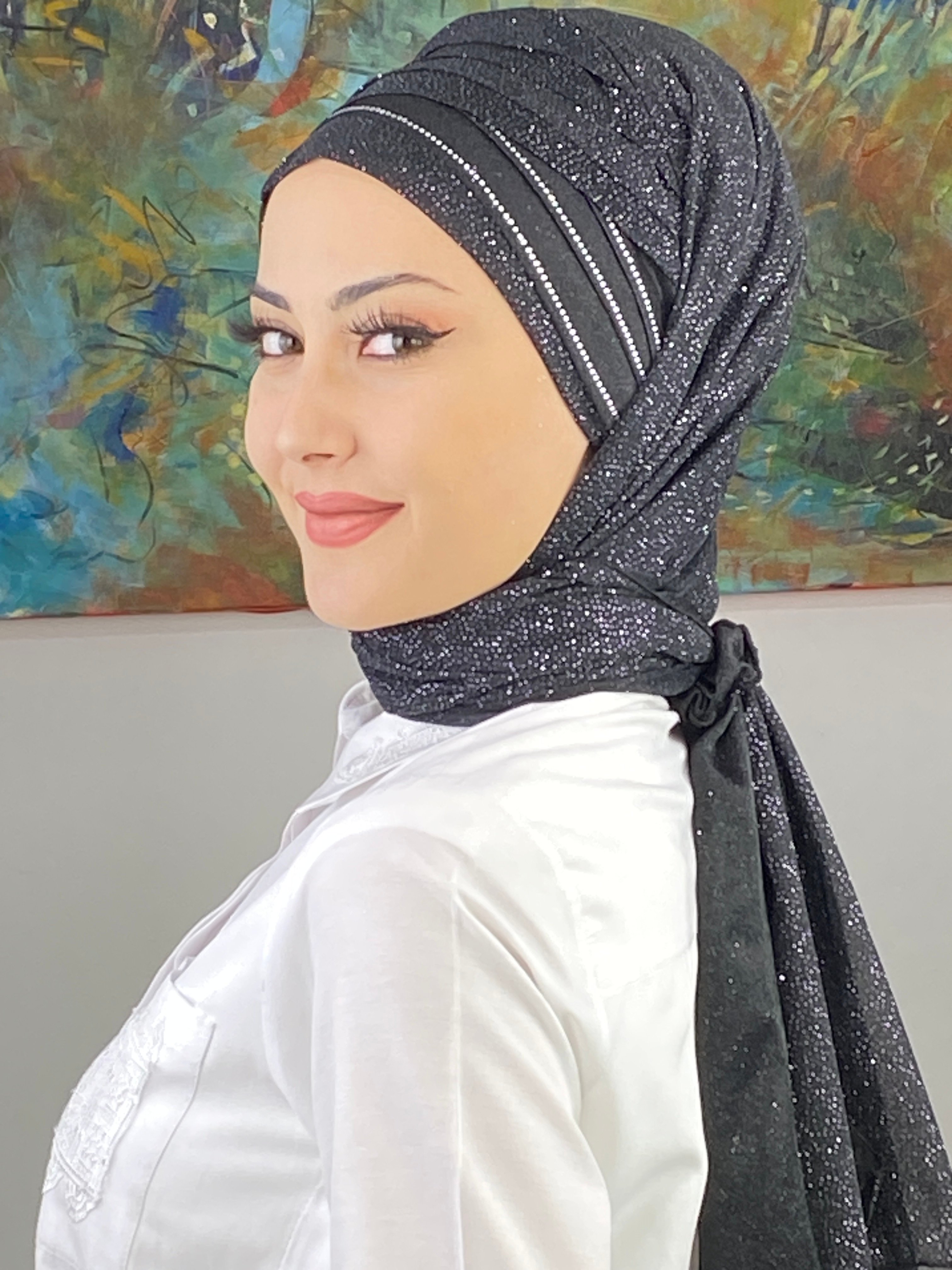 Dilber Model Çok Drapeli Düz Abiye Simli Şal