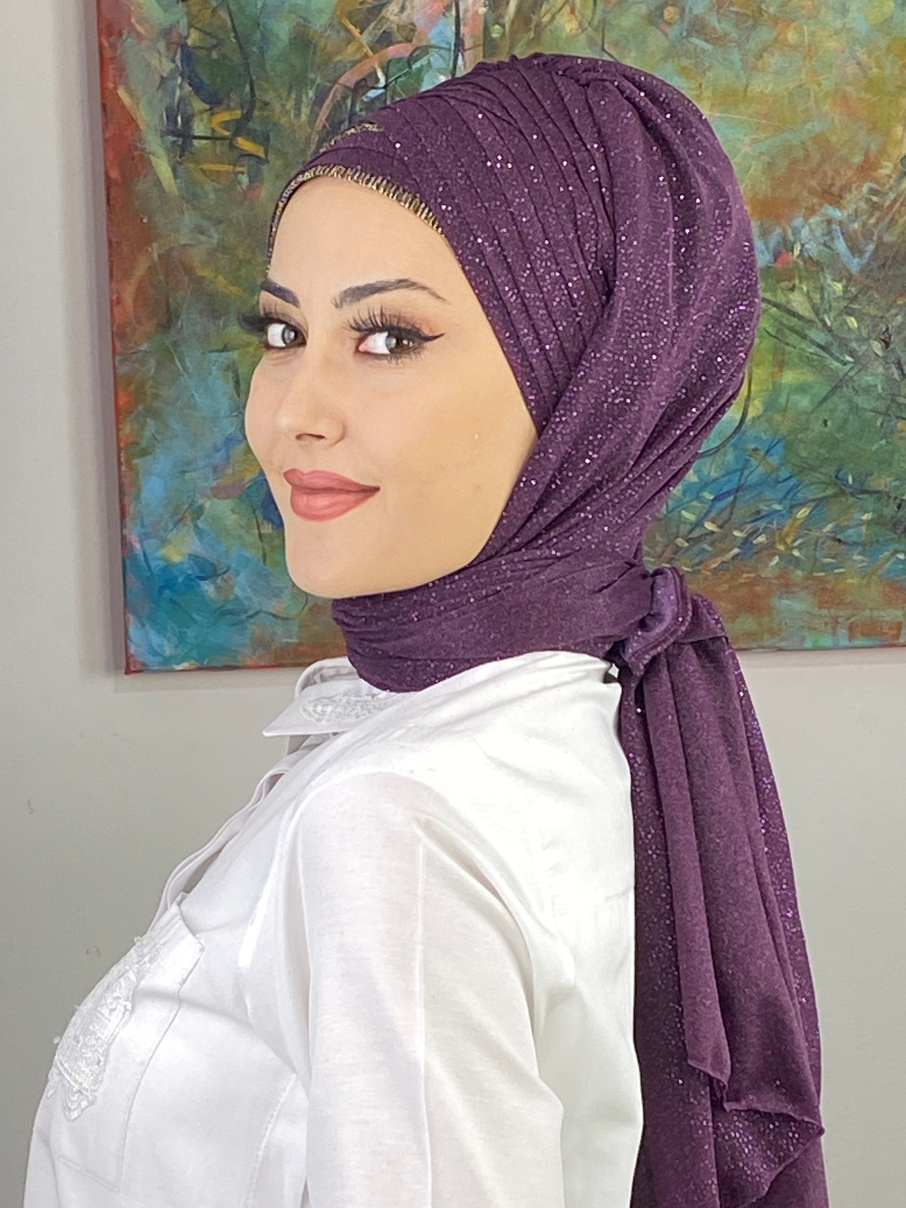 Dilber Model Çok Drapeli Sim Detaylı Simli Şal